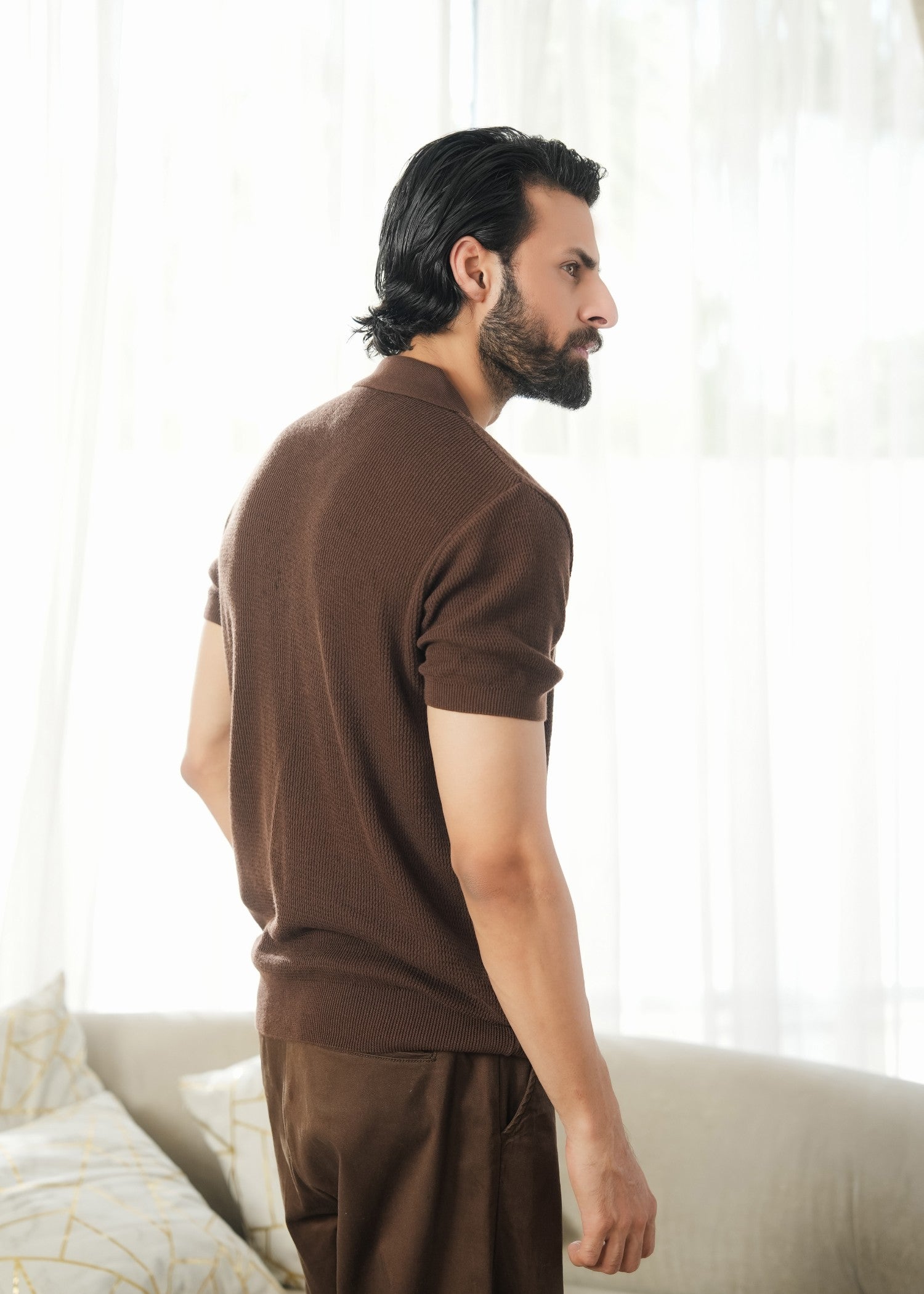 cotton Casual Shirt in Maple brown