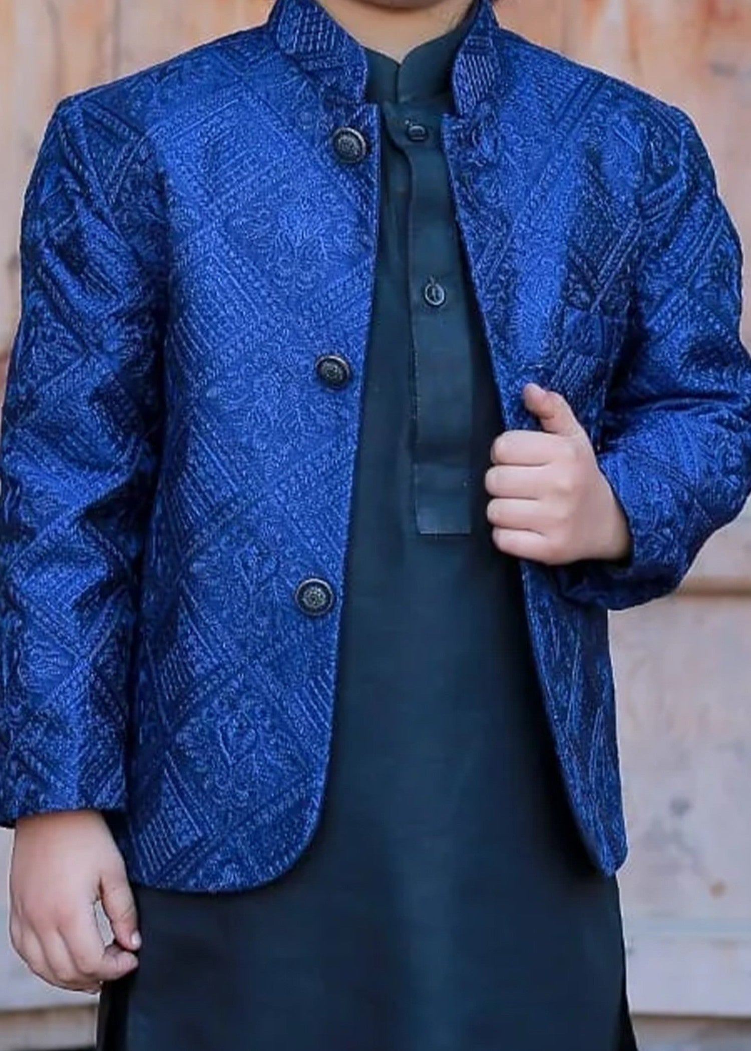 raw silk Prince Coat in Blue