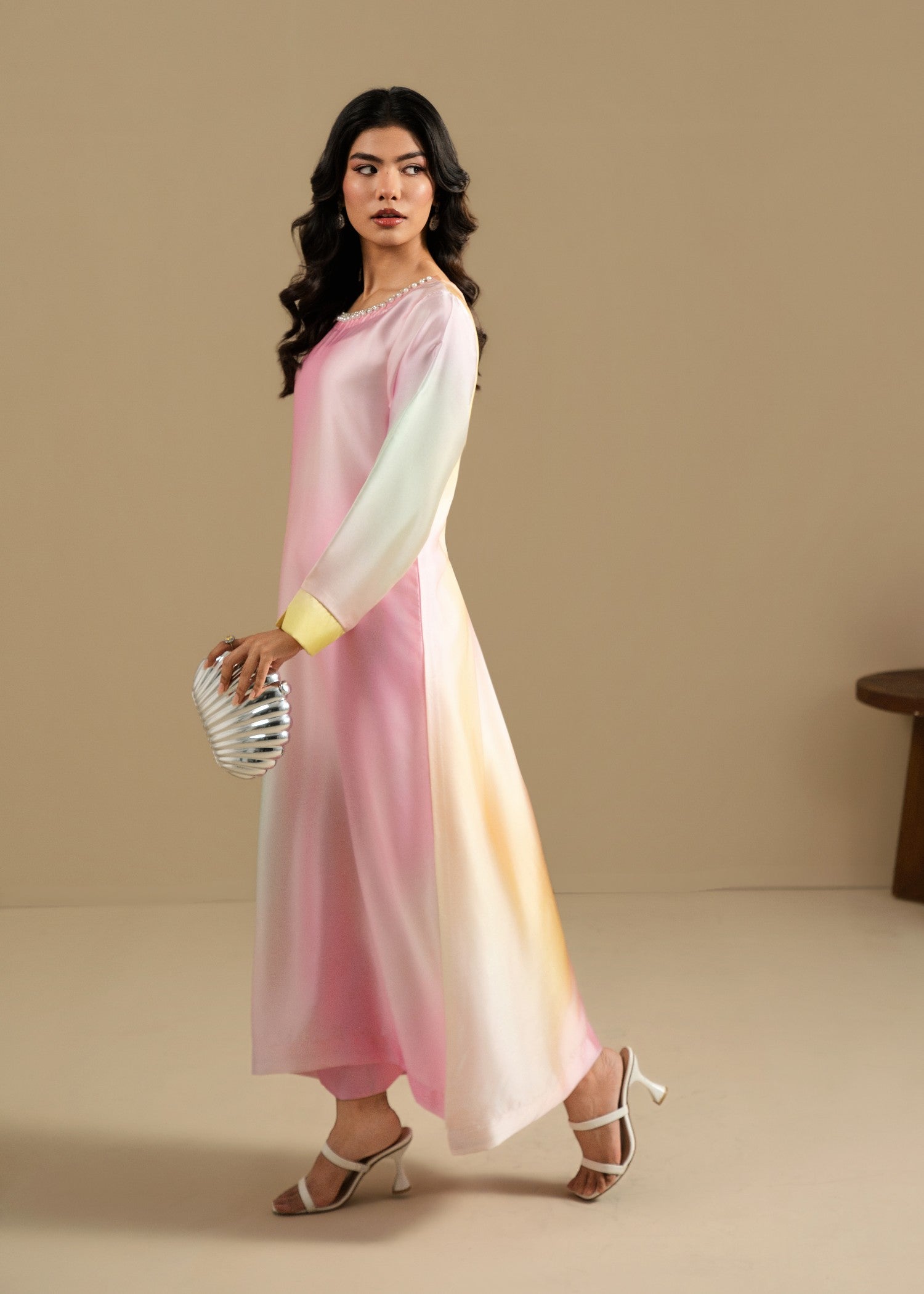 silk charmeuse Maxi in Pink