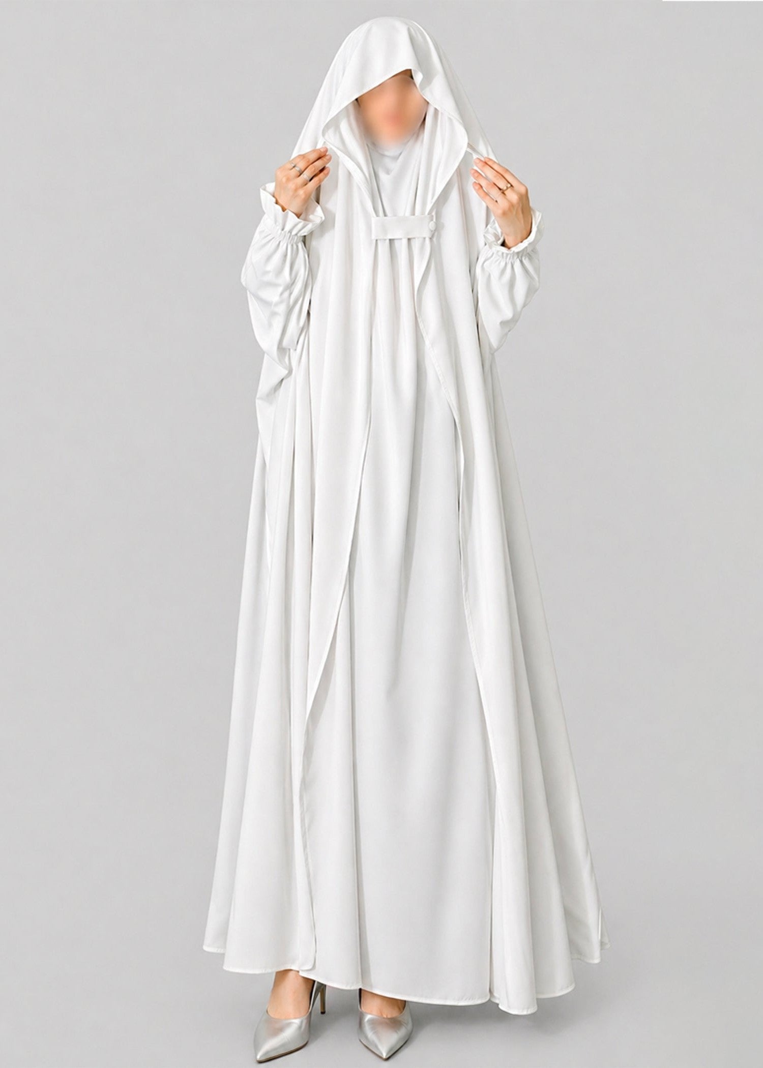 interlock knit Jilbab in White