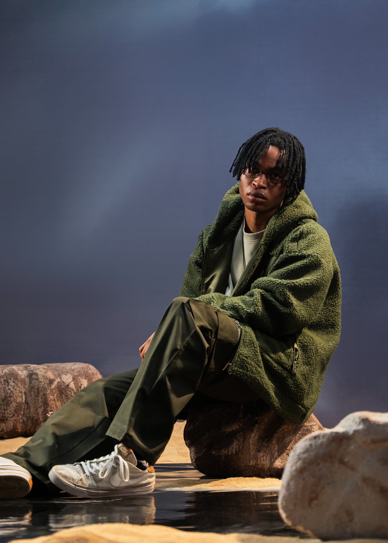 wool Hoodie in Army green