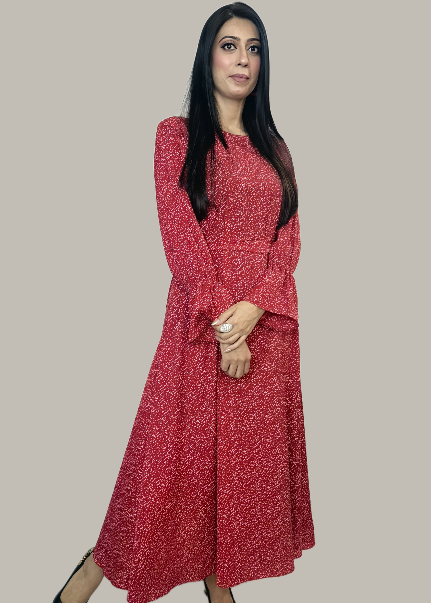 georgette Maxi in Cardinal red
