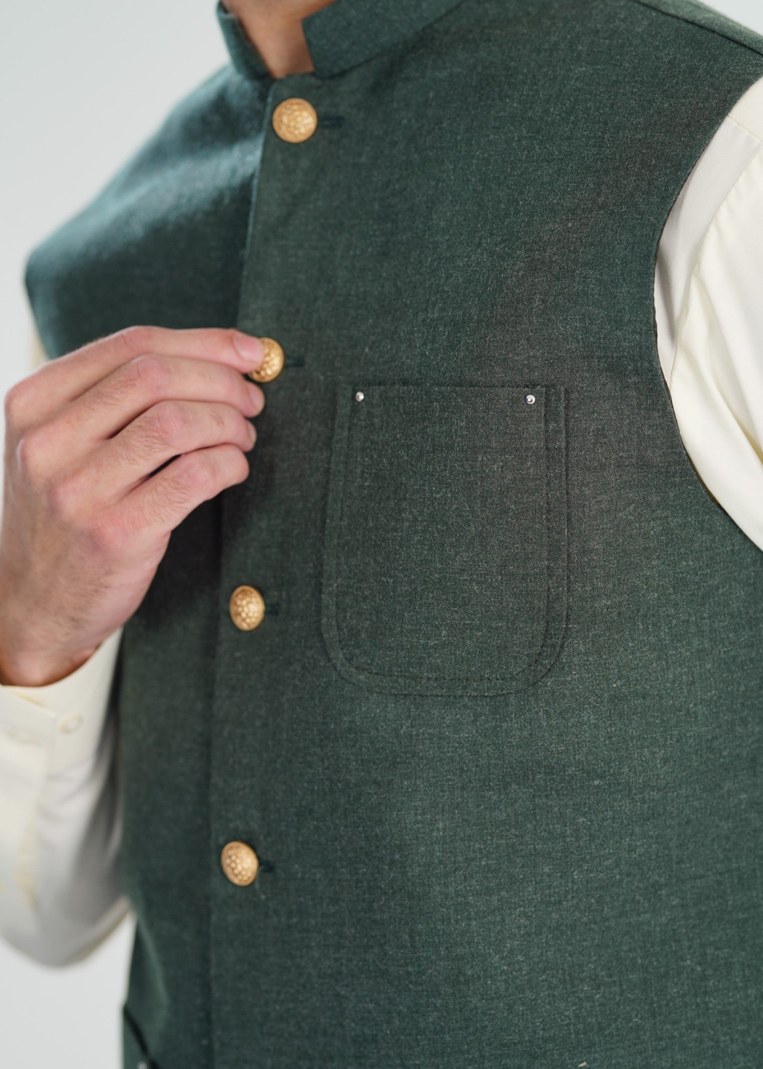 wool Waistcoat in Green