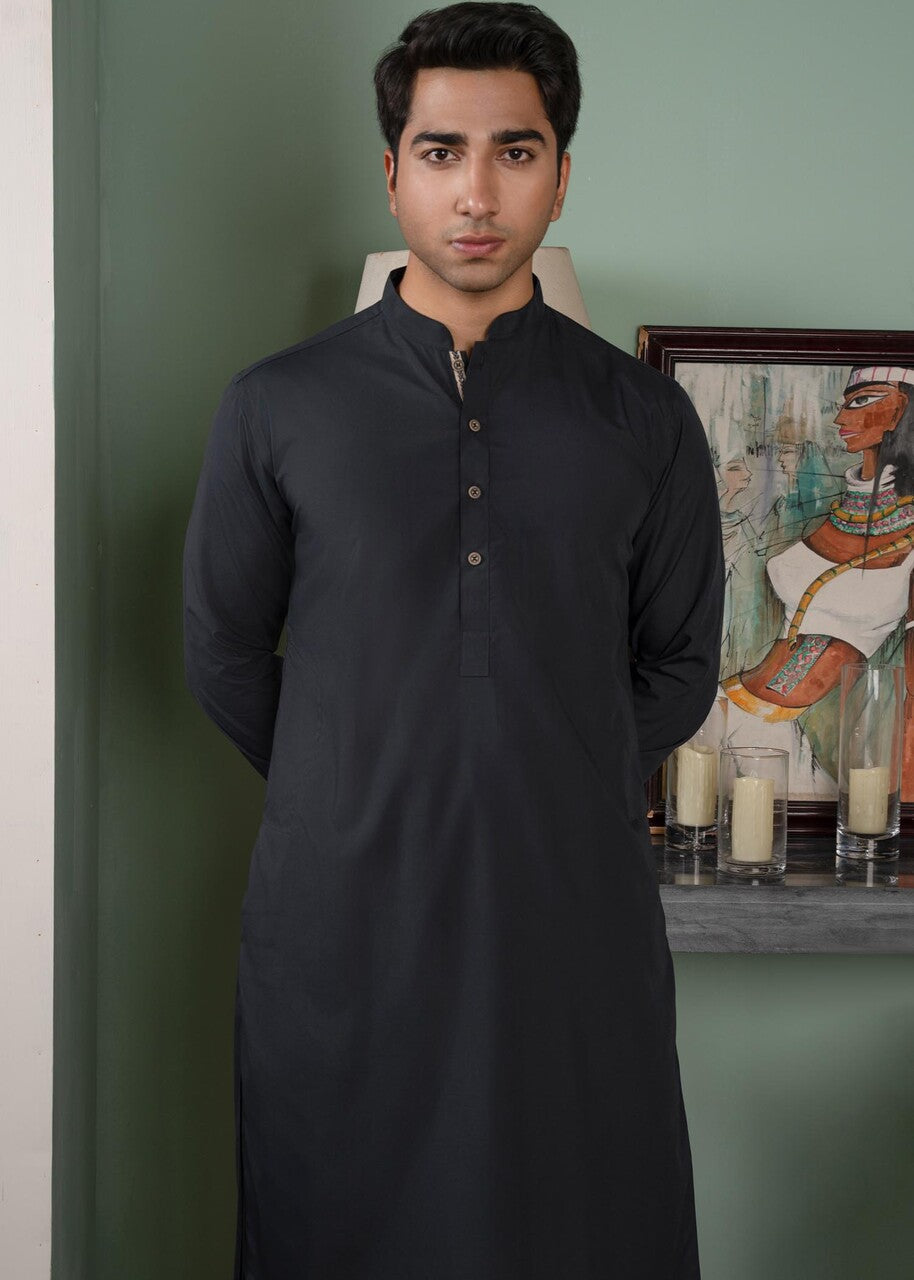 wash & wear Shalwar Kameez in Charcoal black