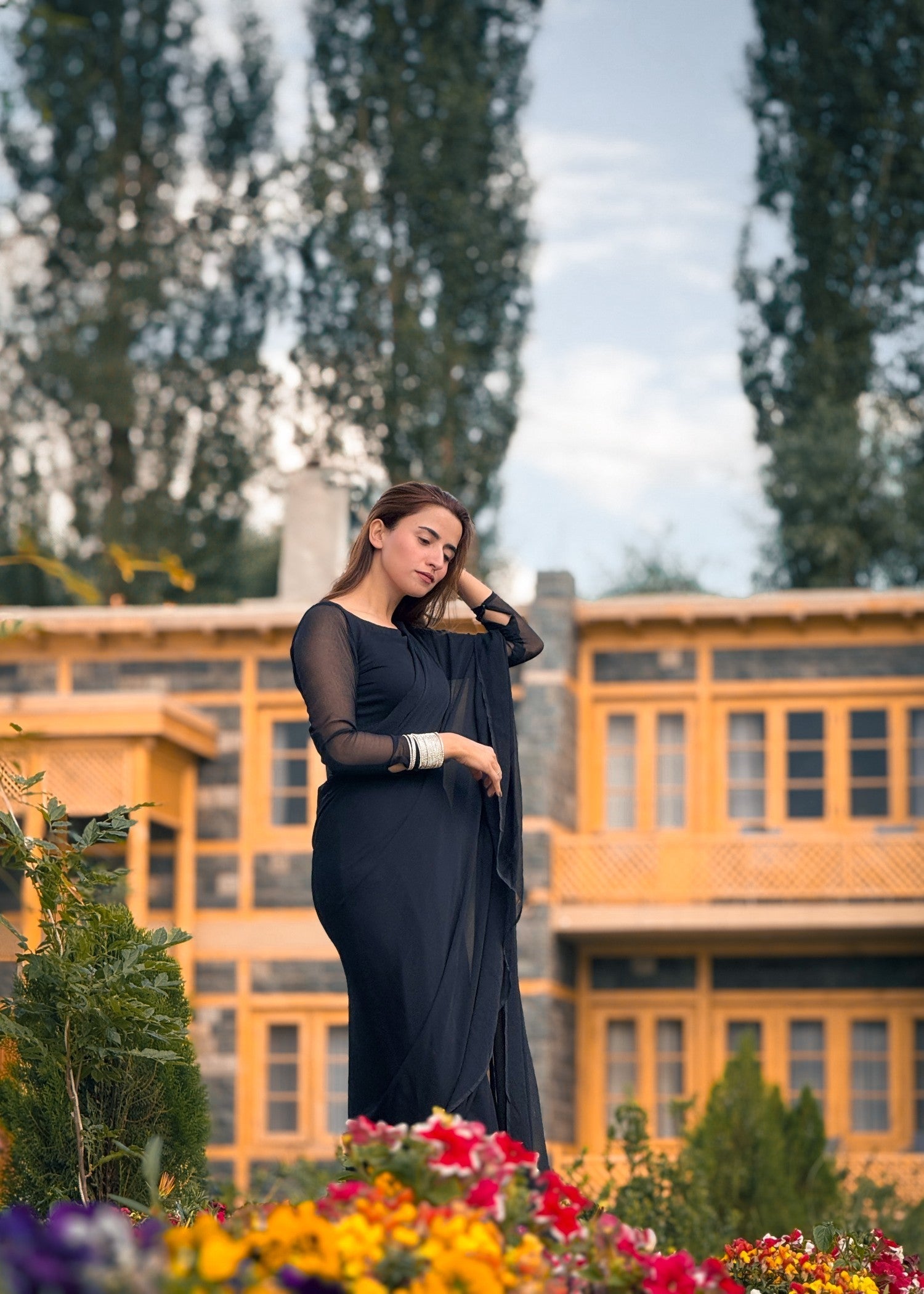 chiffon Saree in Black