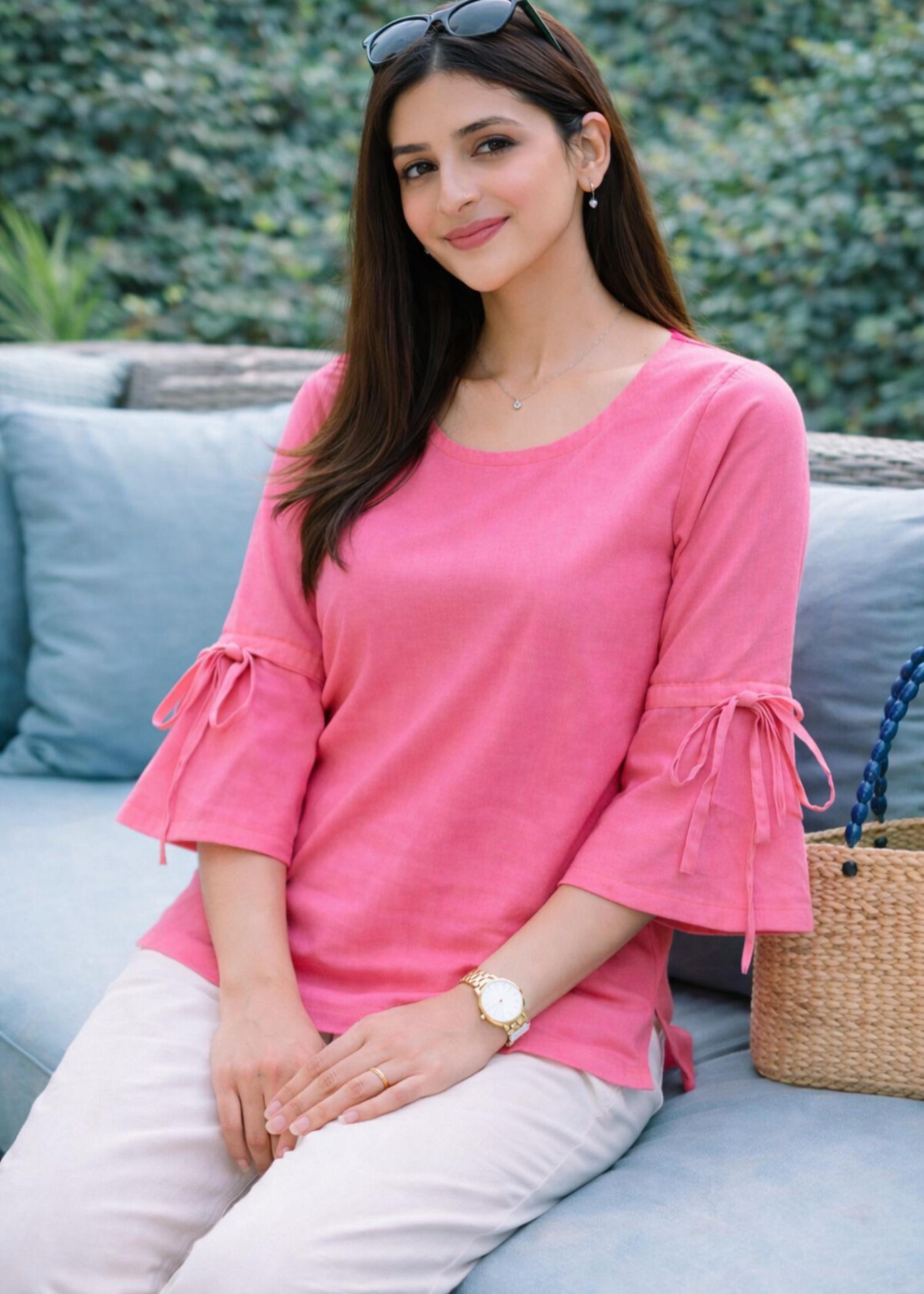 lawn Top in Bubblegum pink