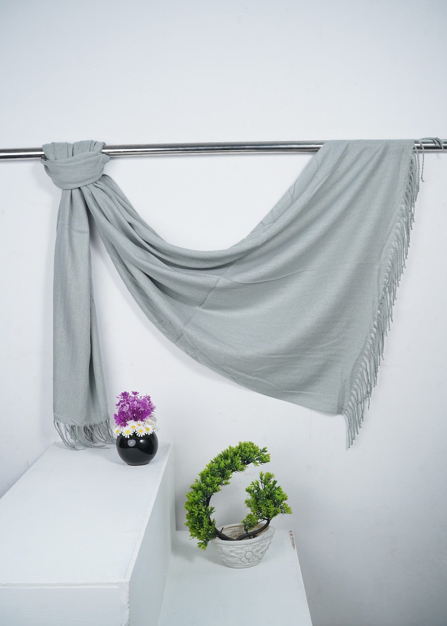 cashmere wool Hijab in Battleship grey