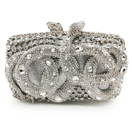 Python Diamond-studded Dinner Bag Magnetic Clasp Chain Clutch