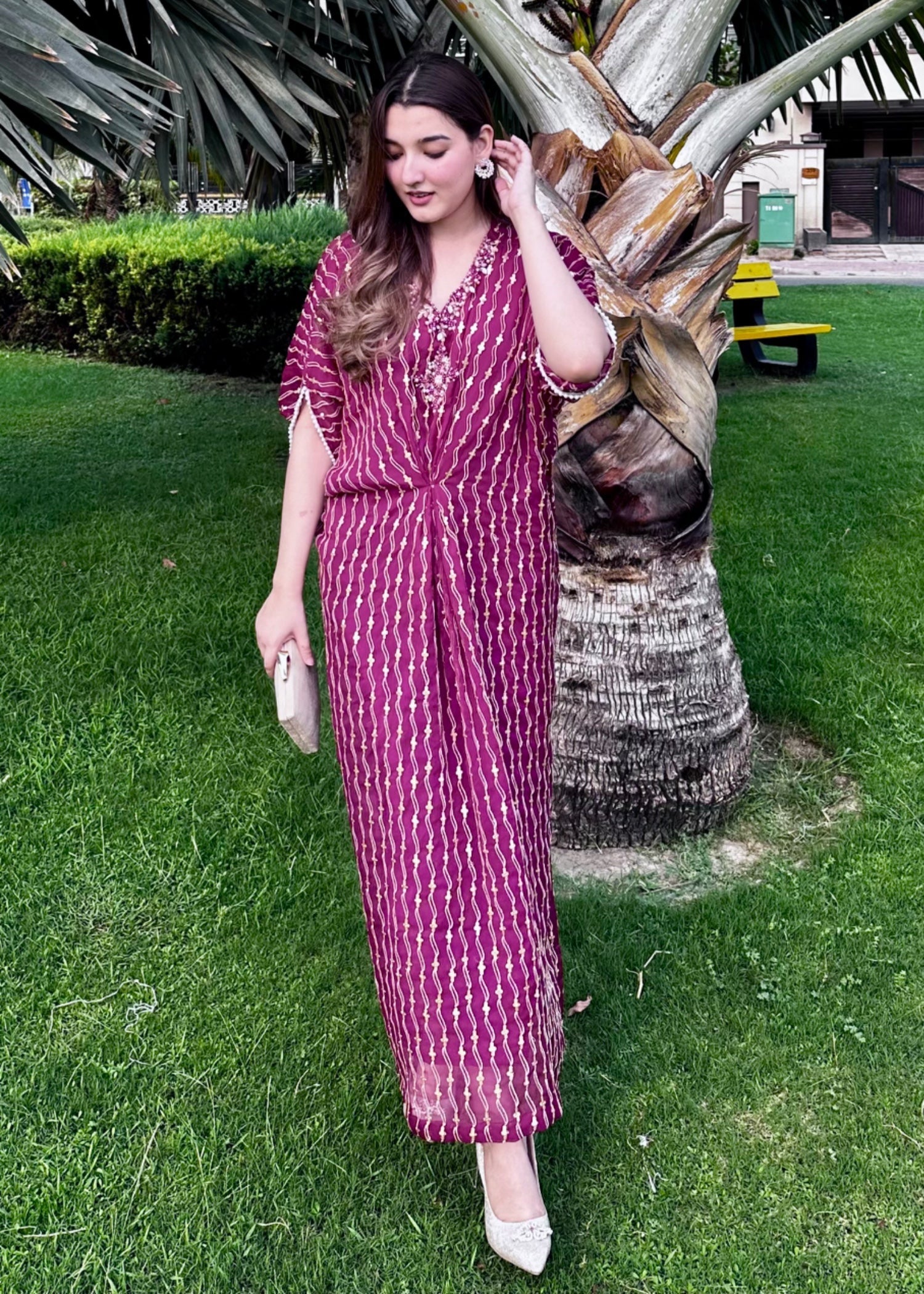 chiffon Kaftan in Magenta haze