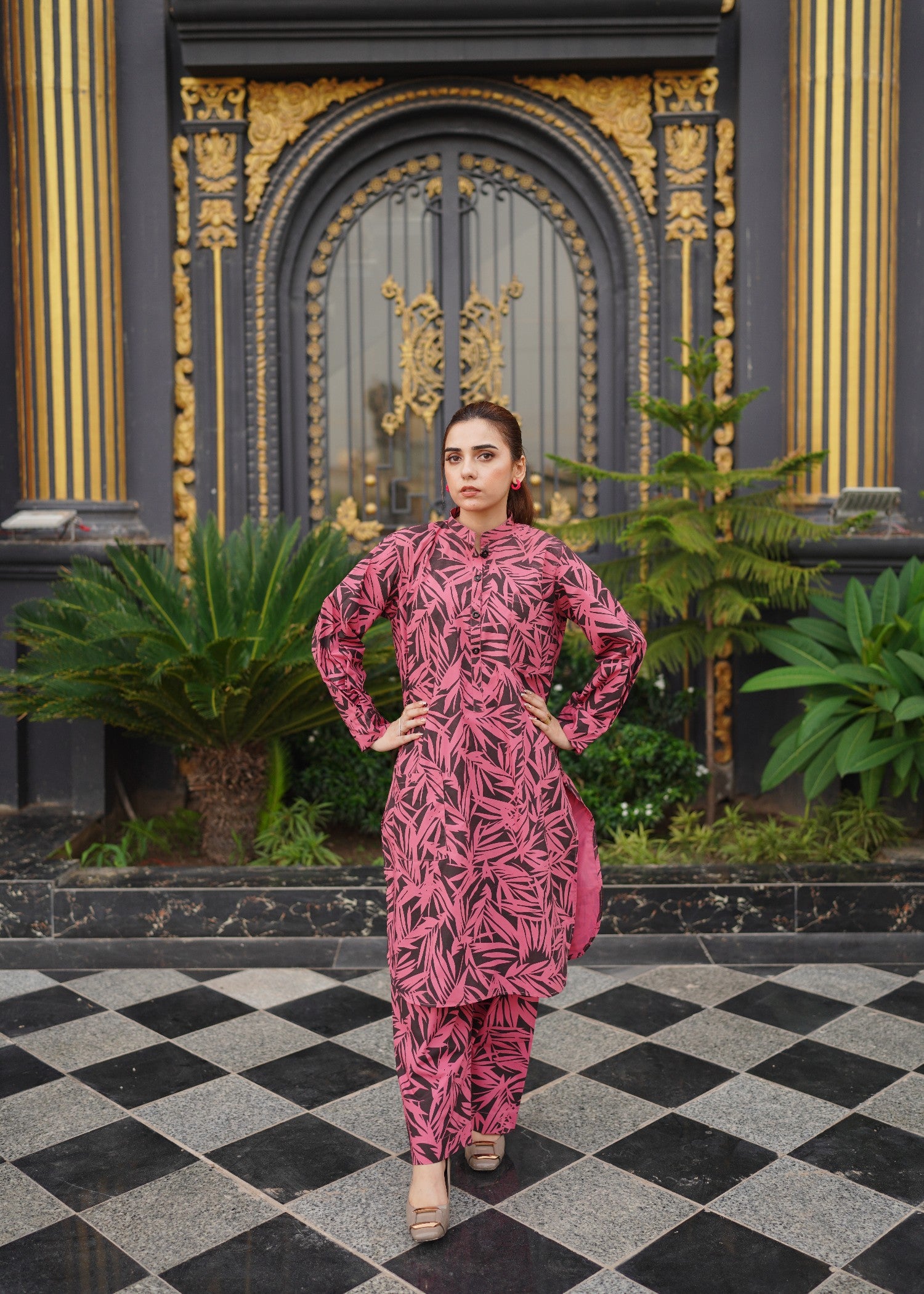 cotton Co Ord Sets in Hot pink, pitch