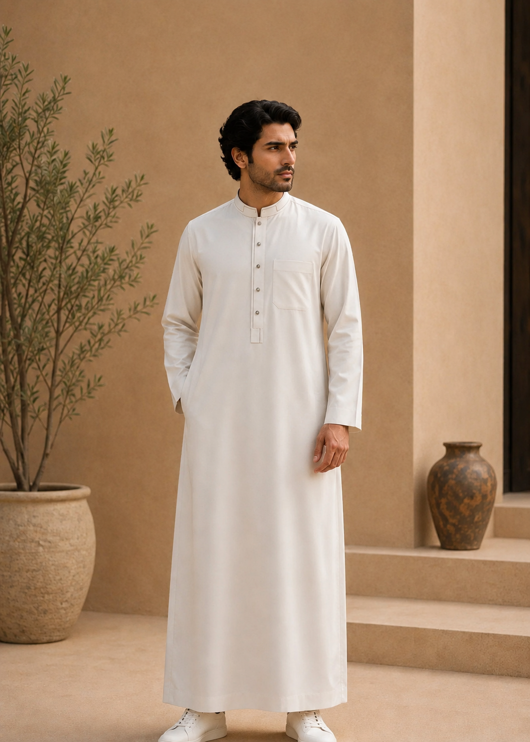 wash & wear Kurta in Cream by Noor E Zehra.Store