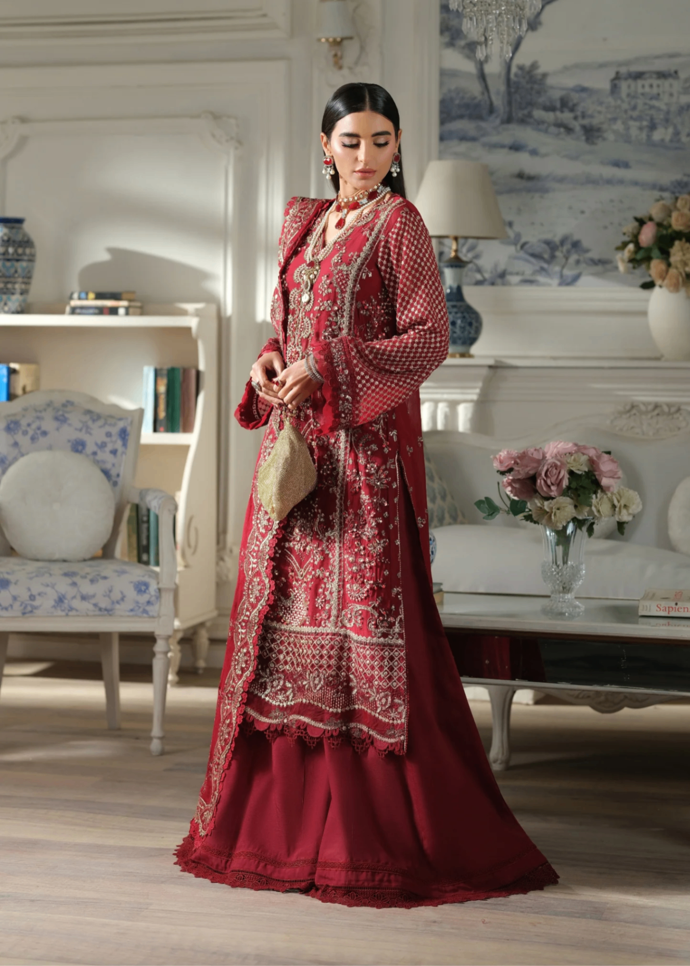 chiffon Unstitched in Spicy red