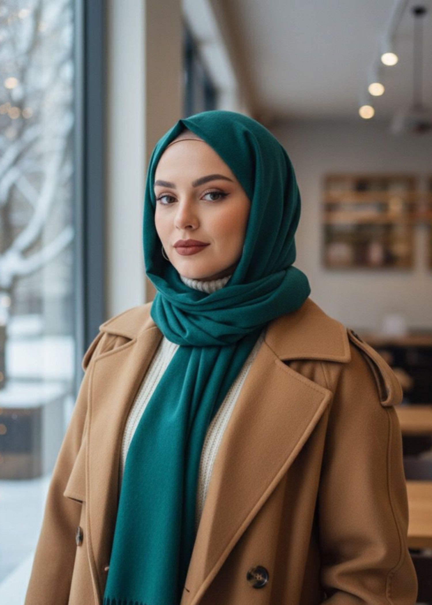 cashmere wool Hijab in Teal