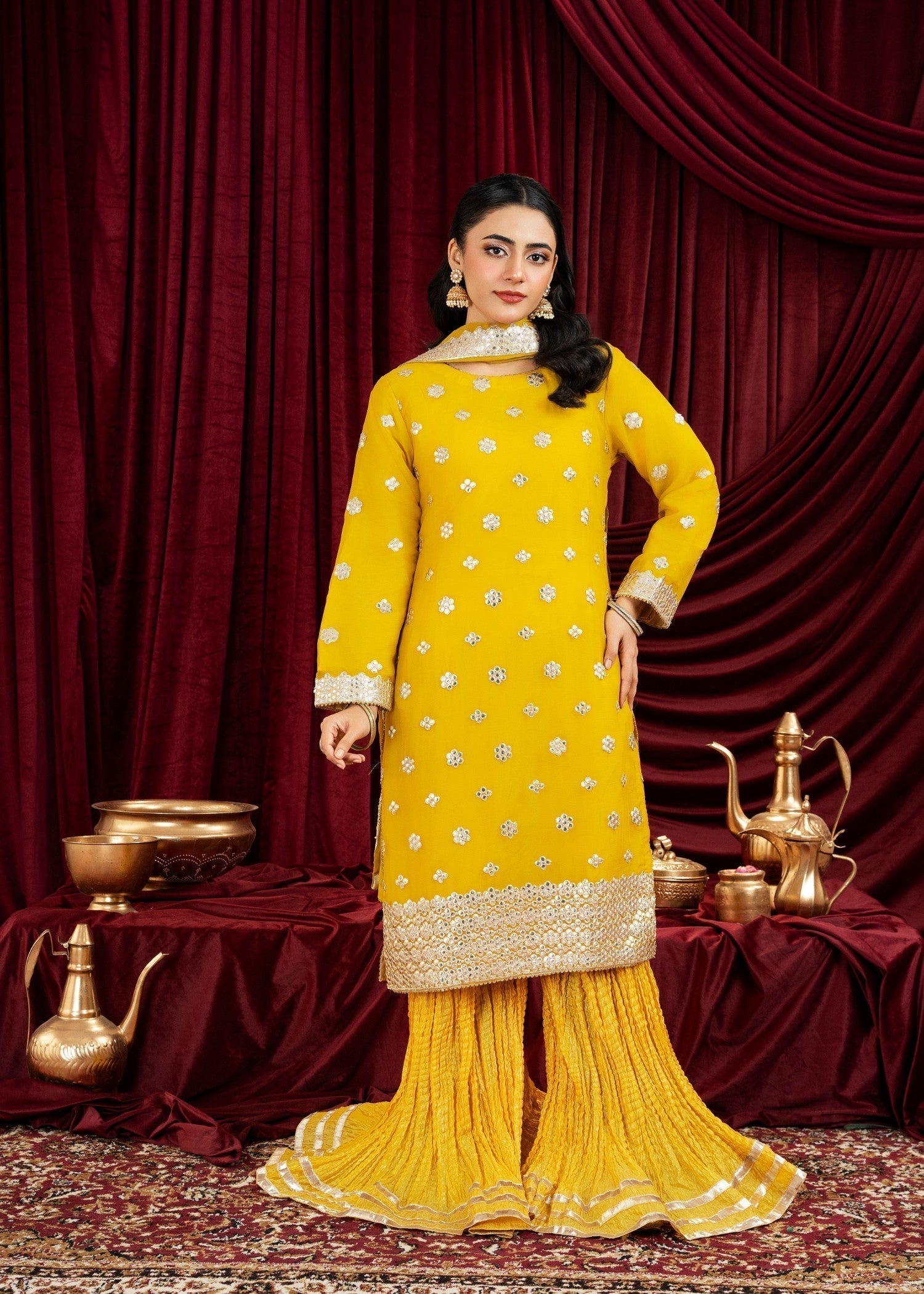 chiffon Sharara in Mustard