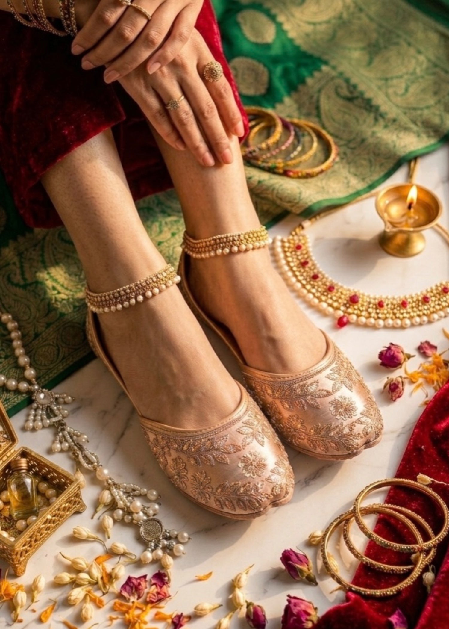 Khussa in Peach pink by - High Quality Women Khussa XPW2117