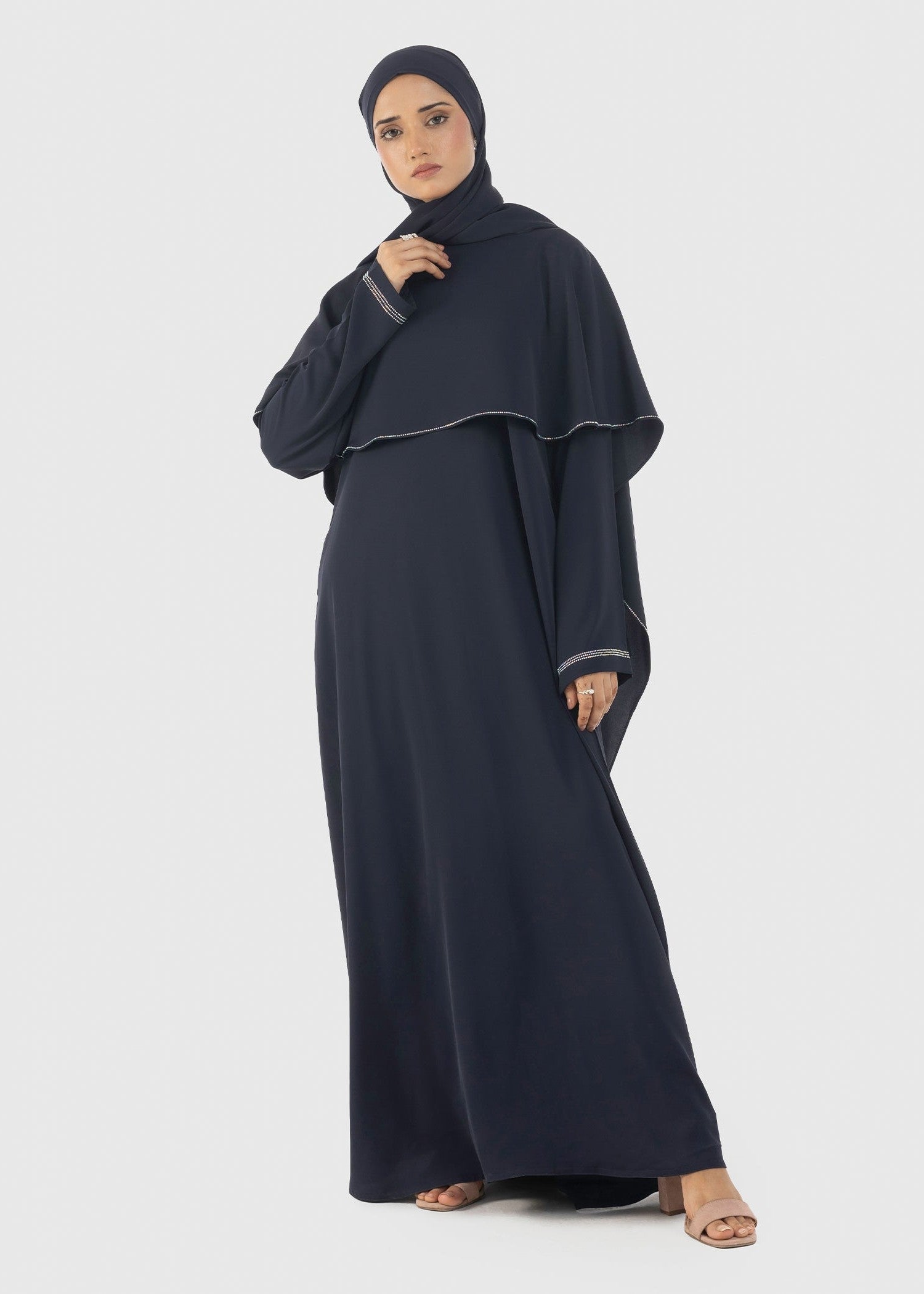 spandex Abaya in Aegean blue