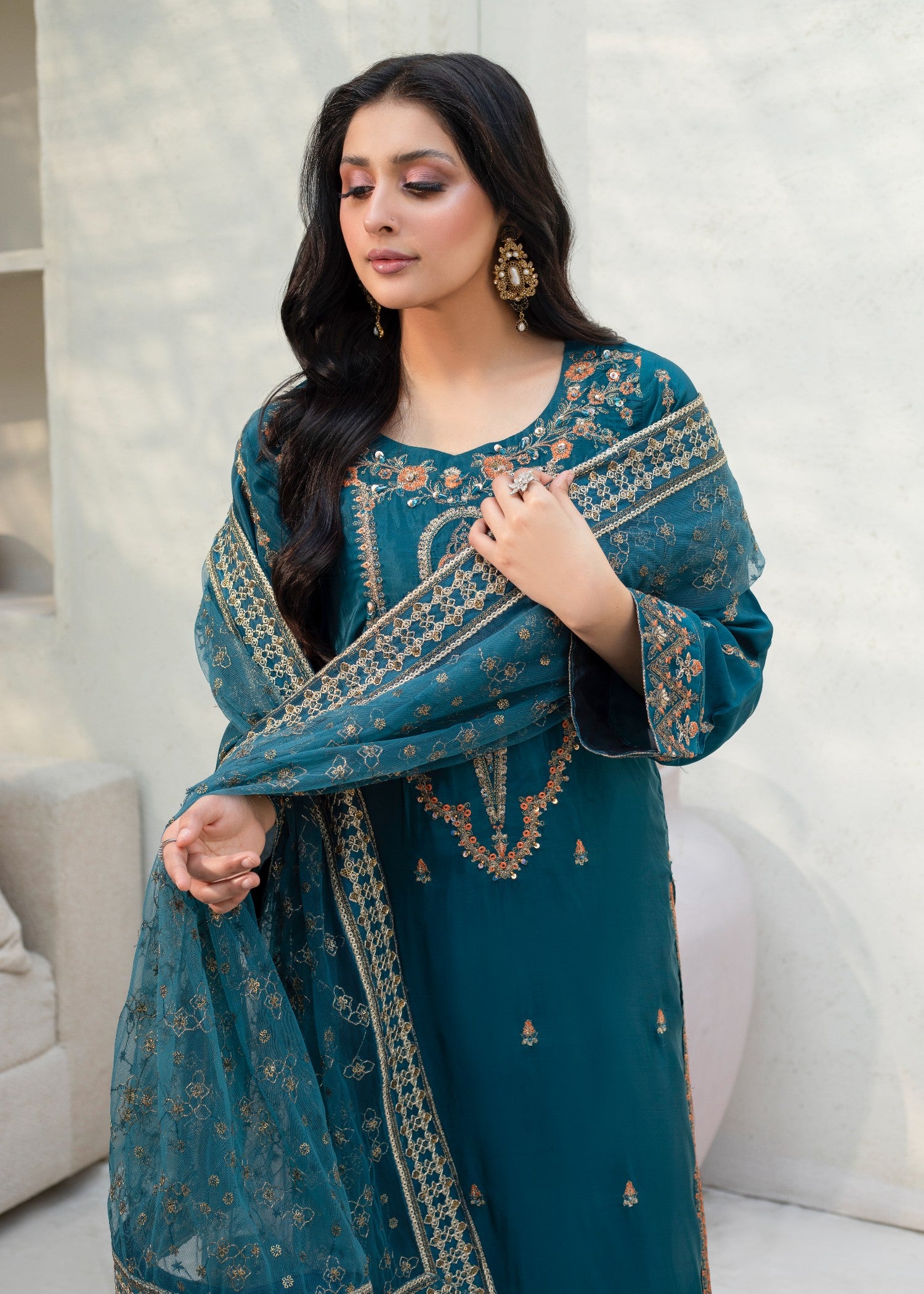 pure silk Kurta Set in Pine green