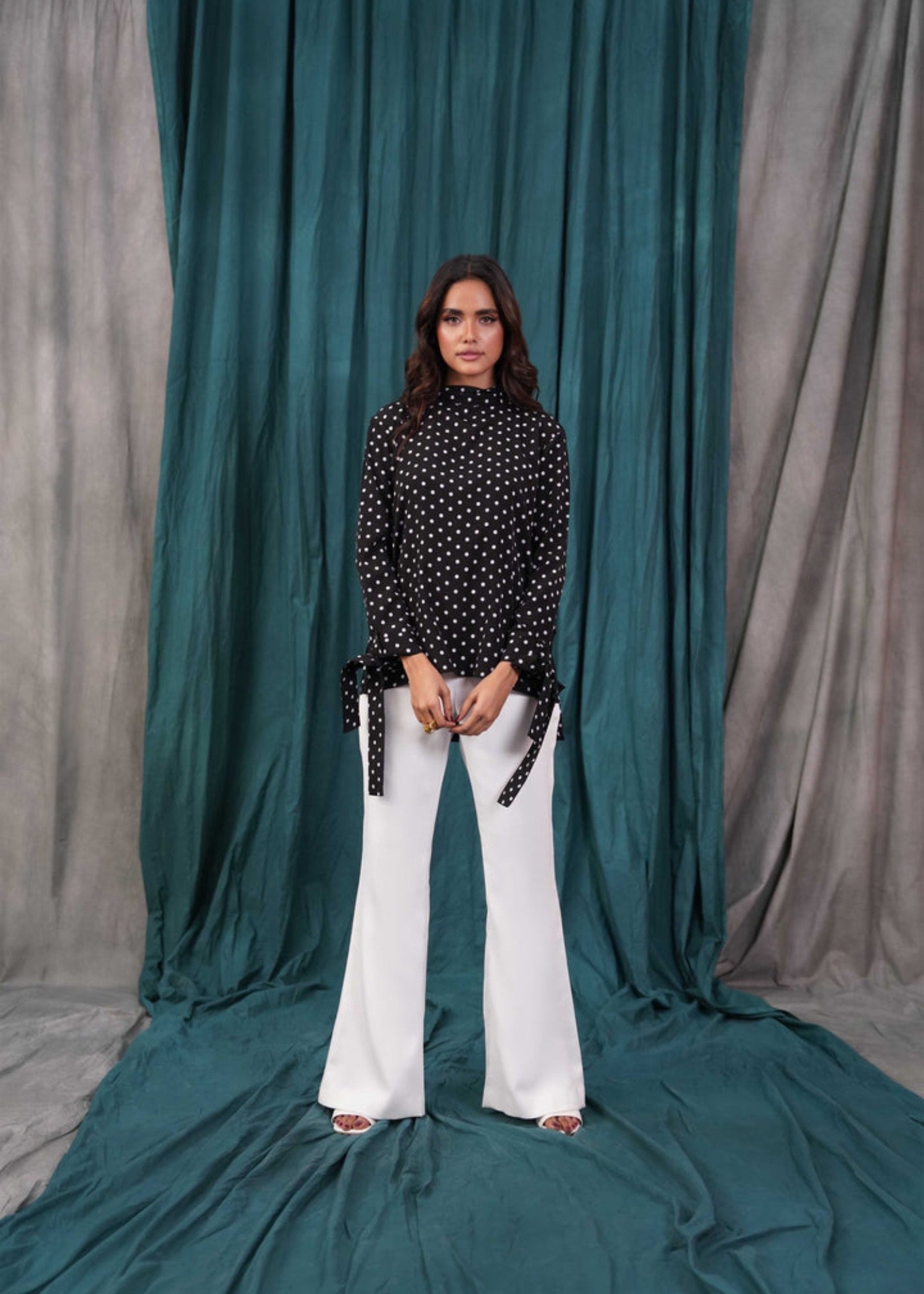 polycotton Top in Black, white