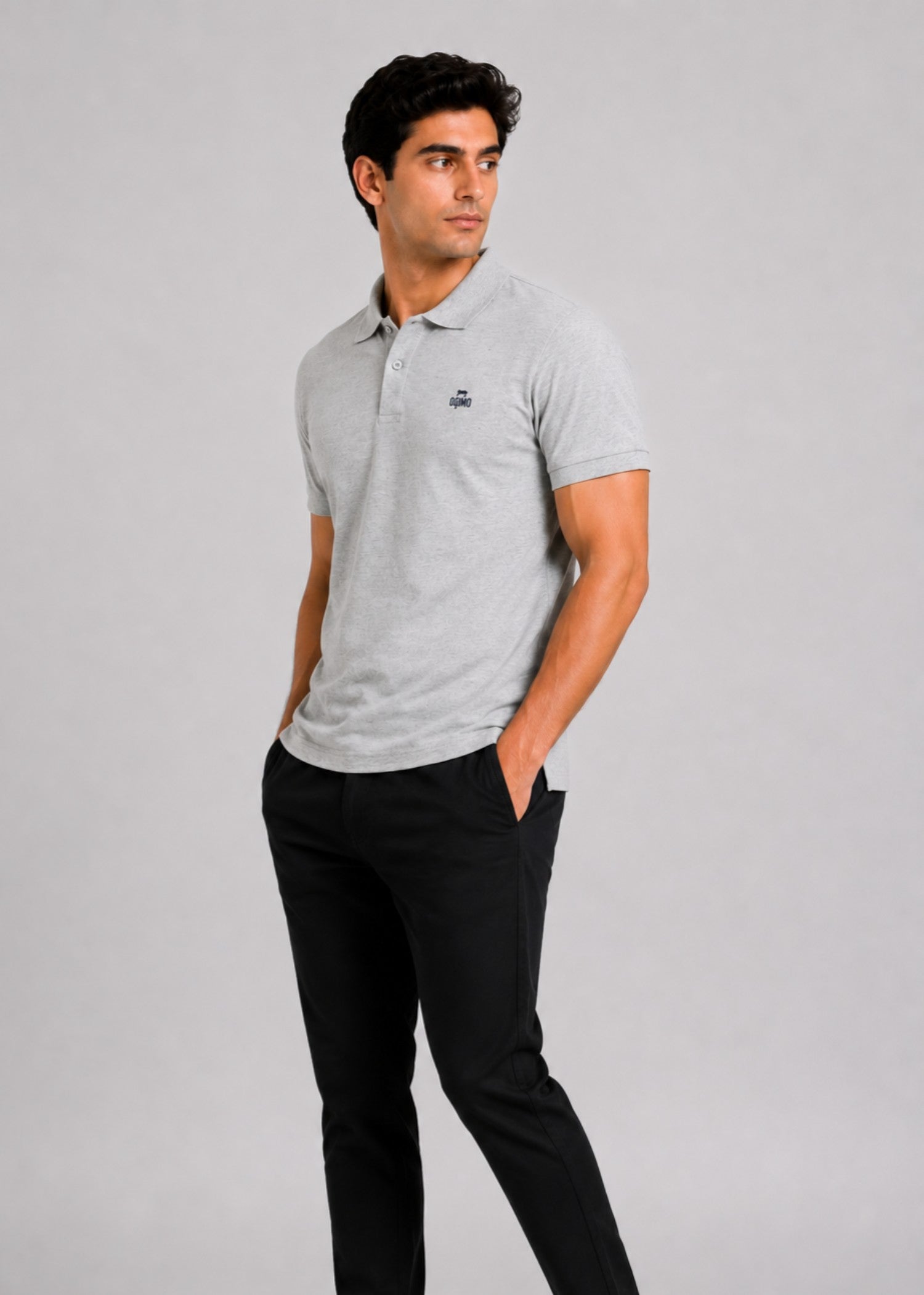 cotton Polo Shirt in Pastel grey
