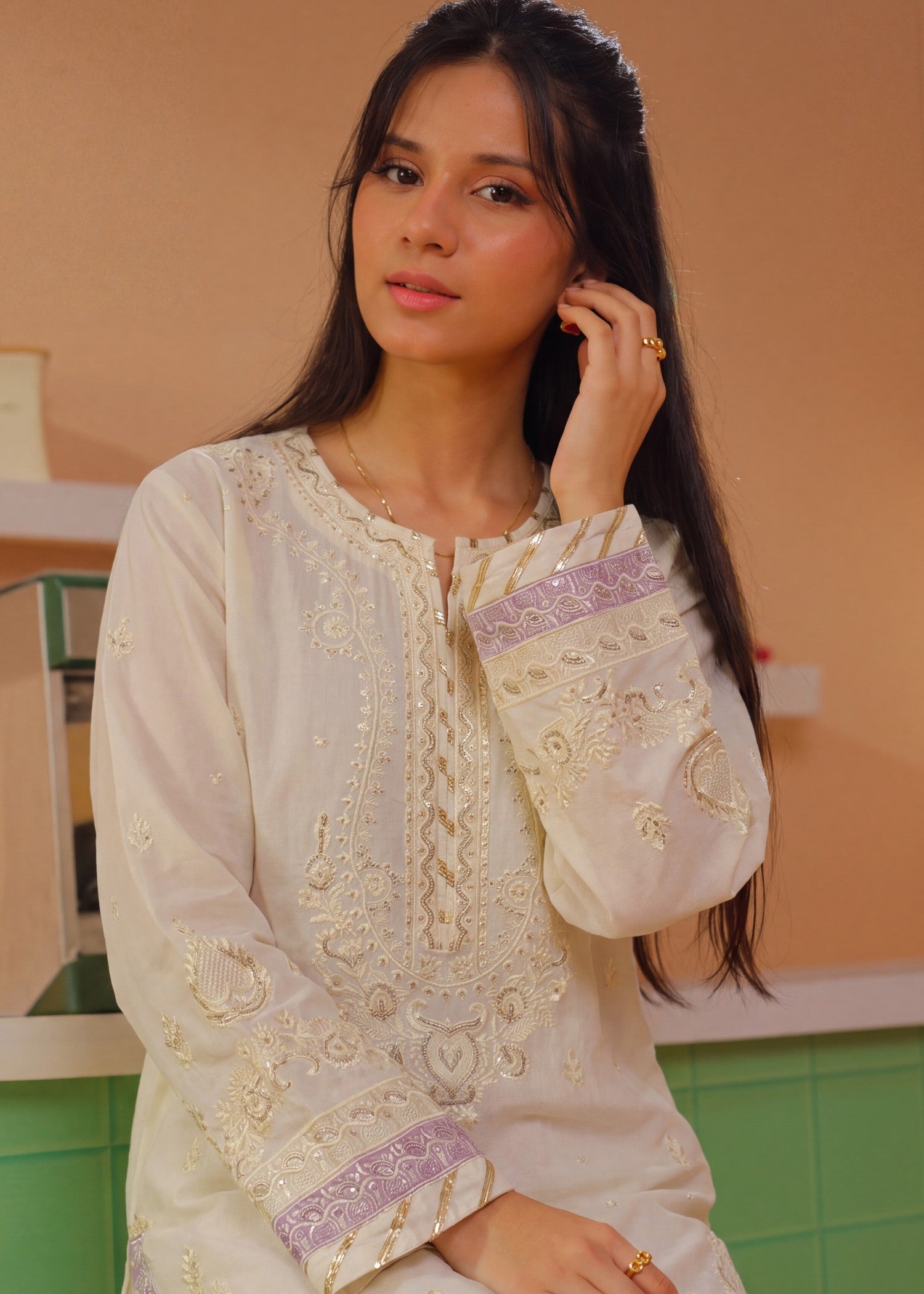 lawn Co Ord Sets in Cream, off-white