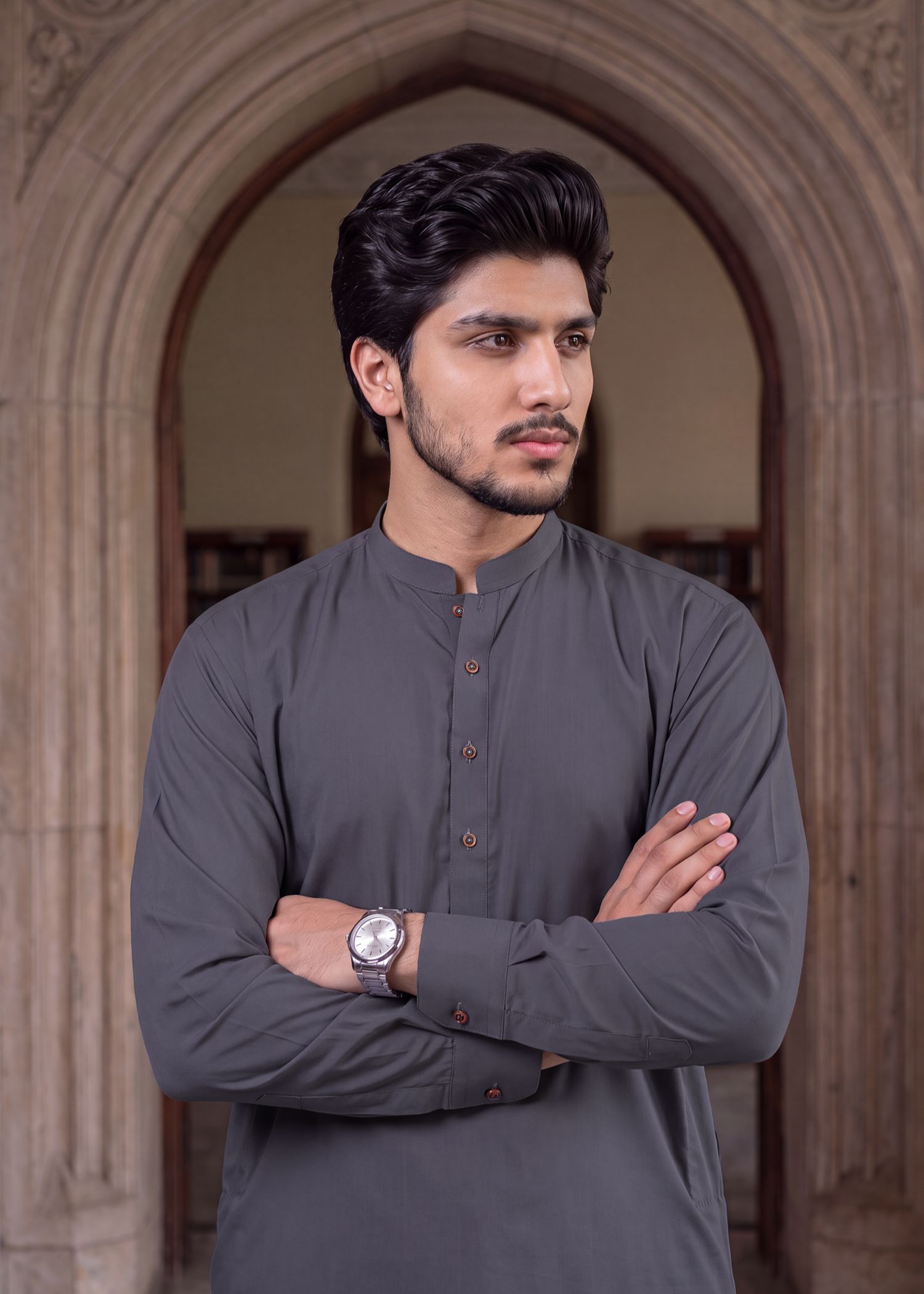 wash & wear Shalwar Kameez in Charcoal