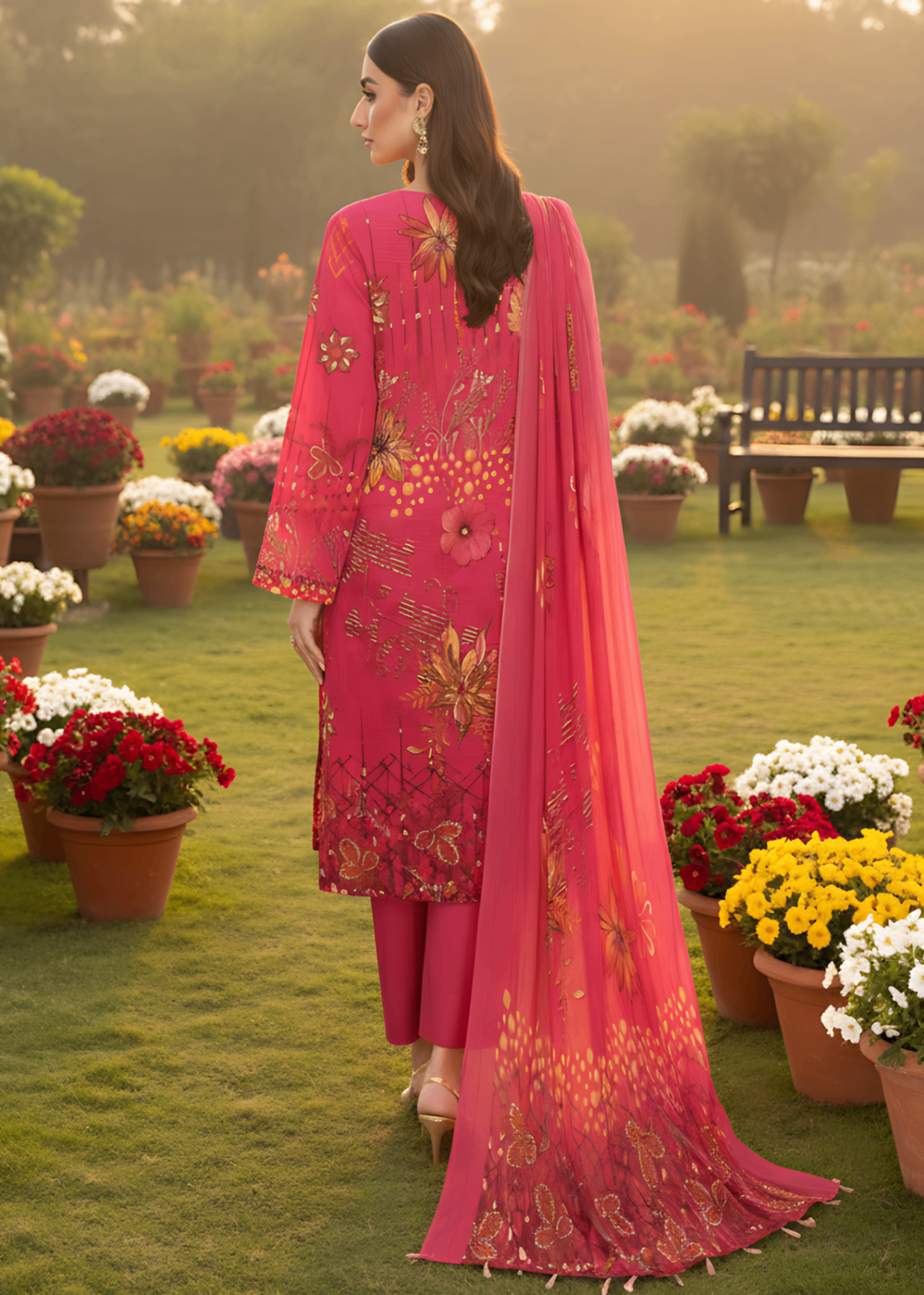 viscose Unstitched in Hot pink