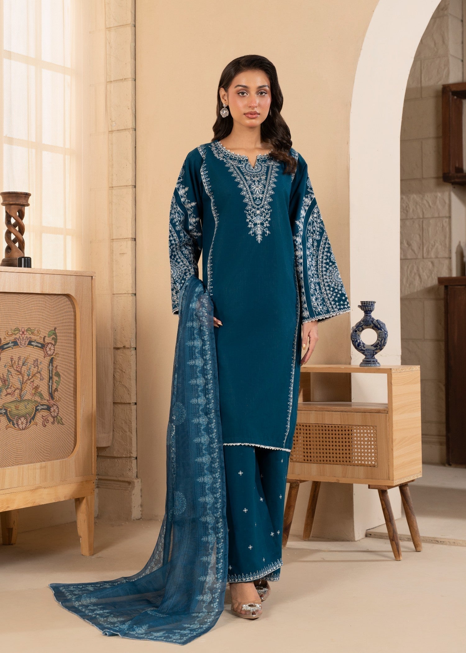 cotton Kurta Set in Cobalt blue