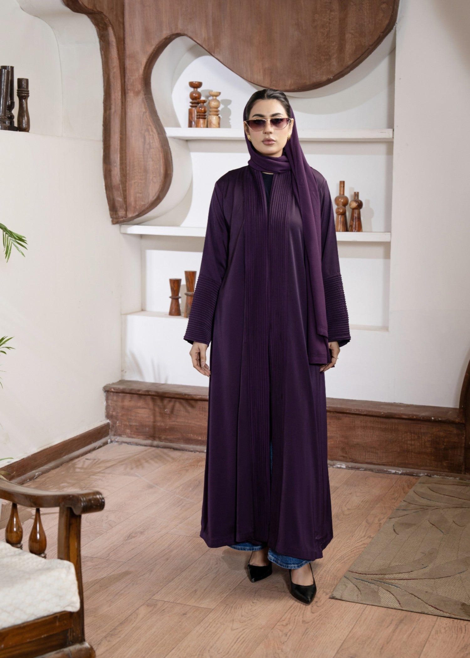 silk Abaya in Plum