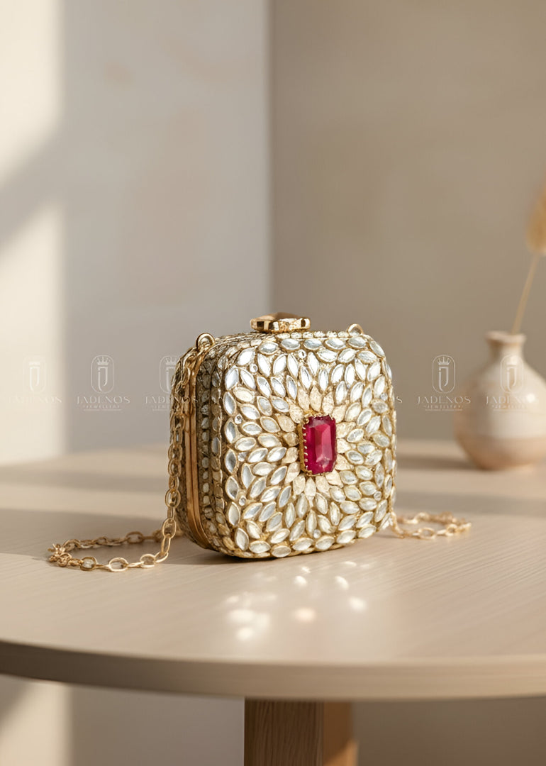 Clutch in Gold Color by - Trendy Women Clutch QEG5369