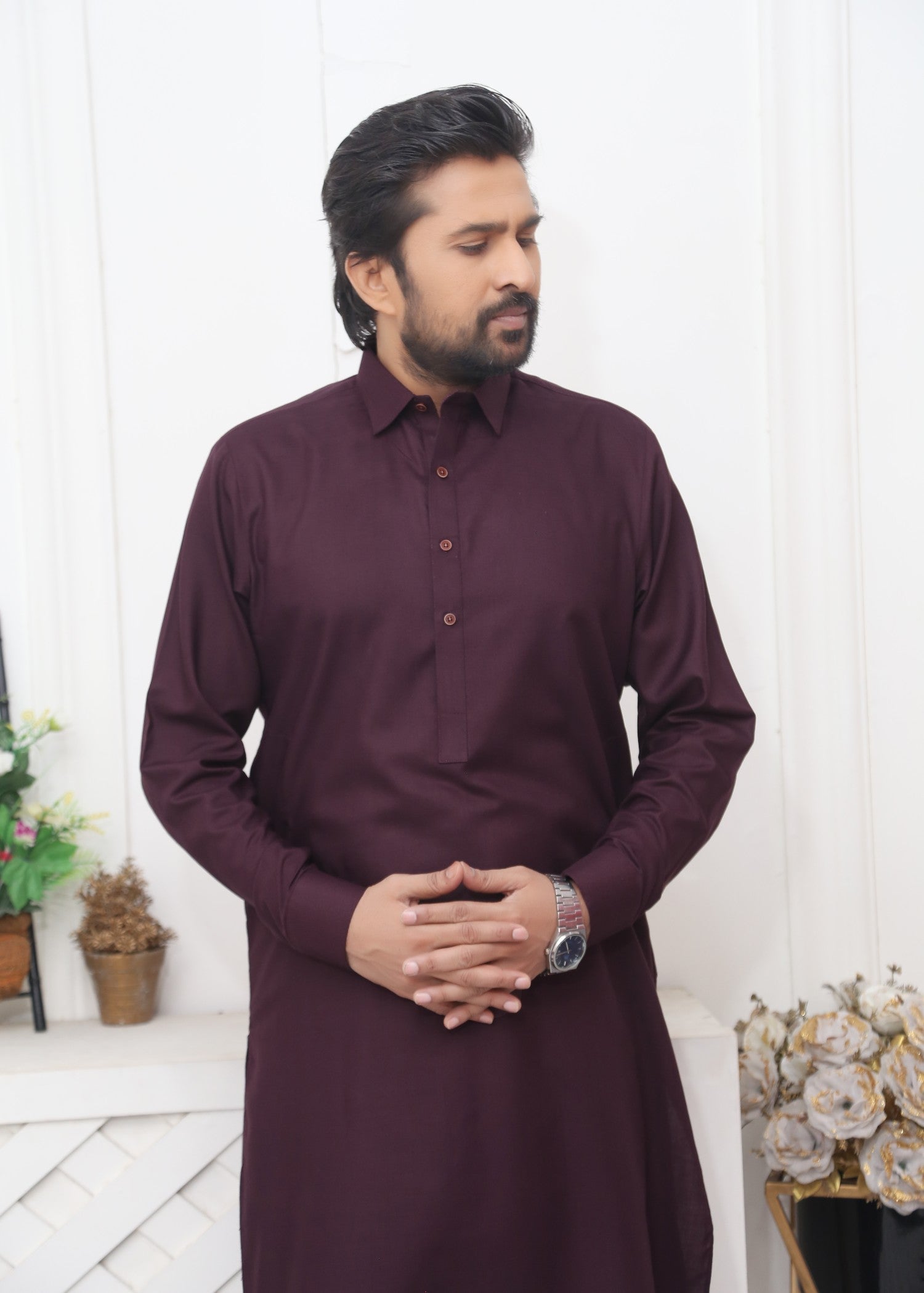 wash & wear Shalwar Kameez in Deep purple