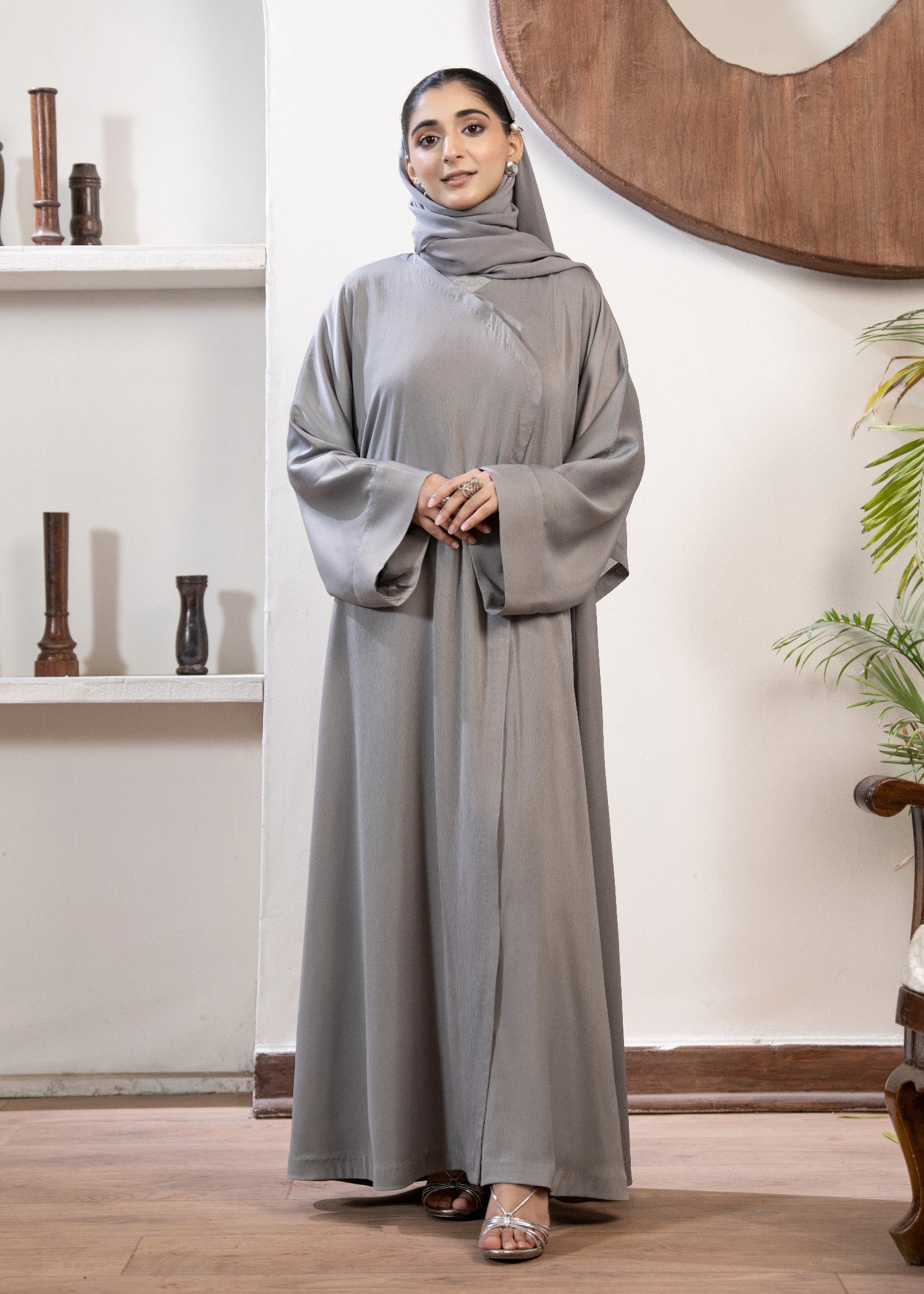 silk Abaya in Slate grey
