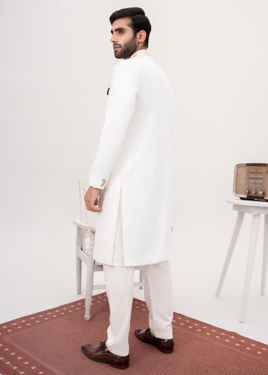tropical Sherwani in Off-white by HK Fashion