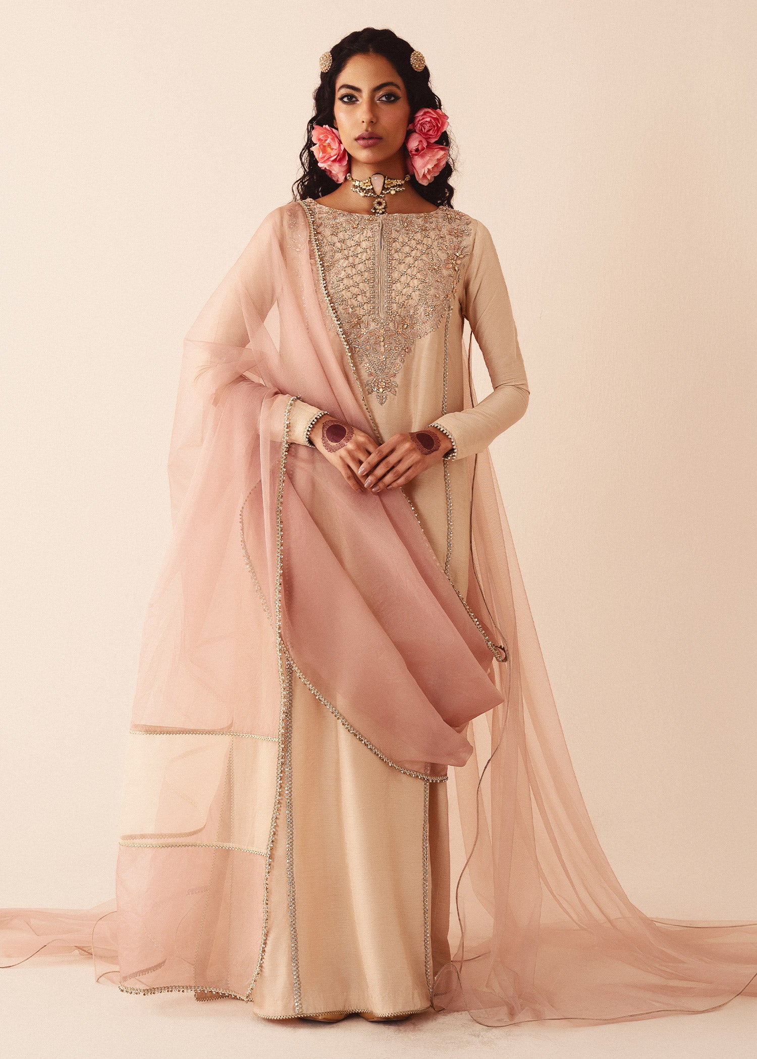 khaddi silk Kurta Set in Ivory
