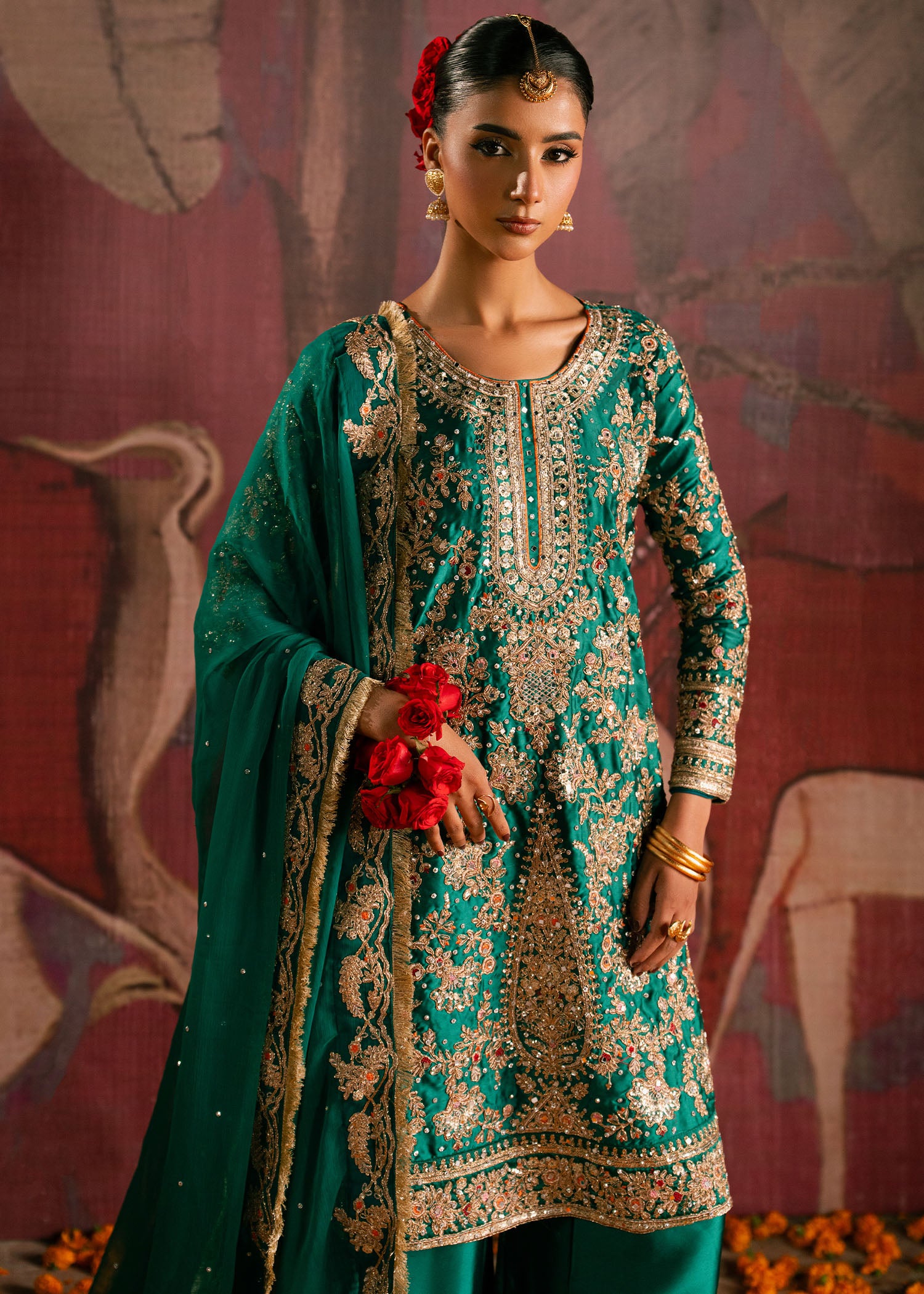 charmuse/shamooz Kurta Set in Bottle green