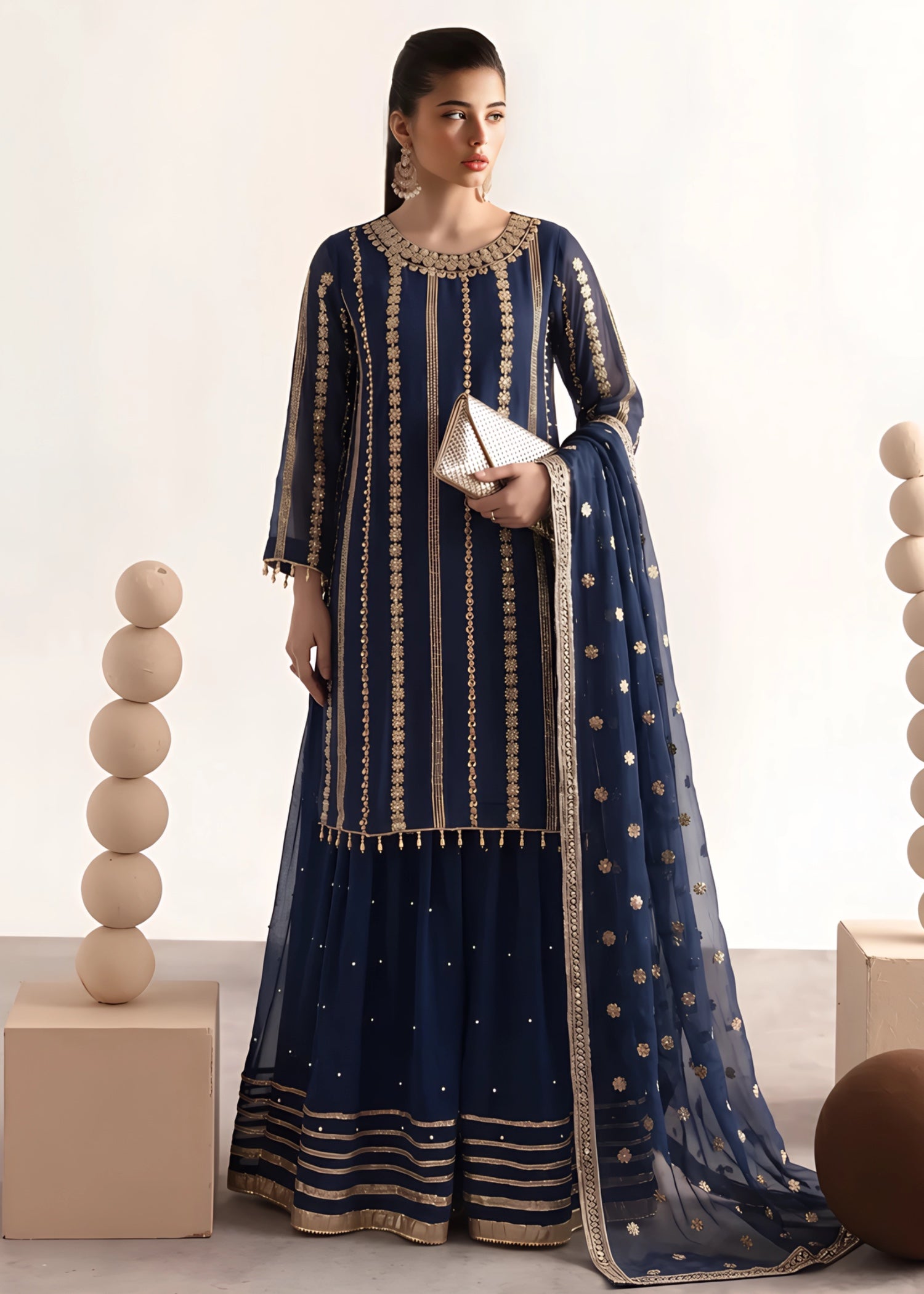 chiffon Sharara in Cobalt blue
