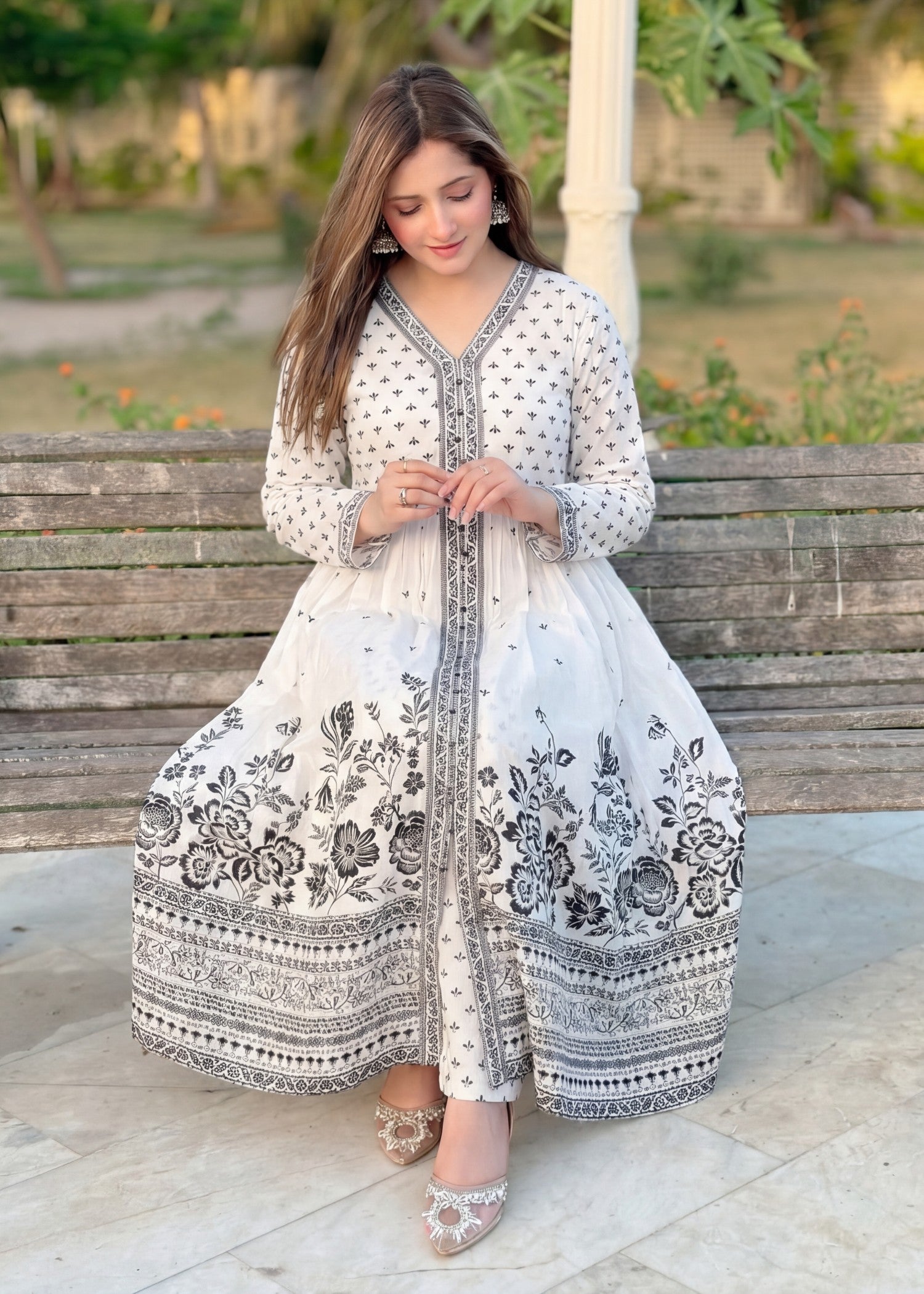 lawn Pishwas in White
