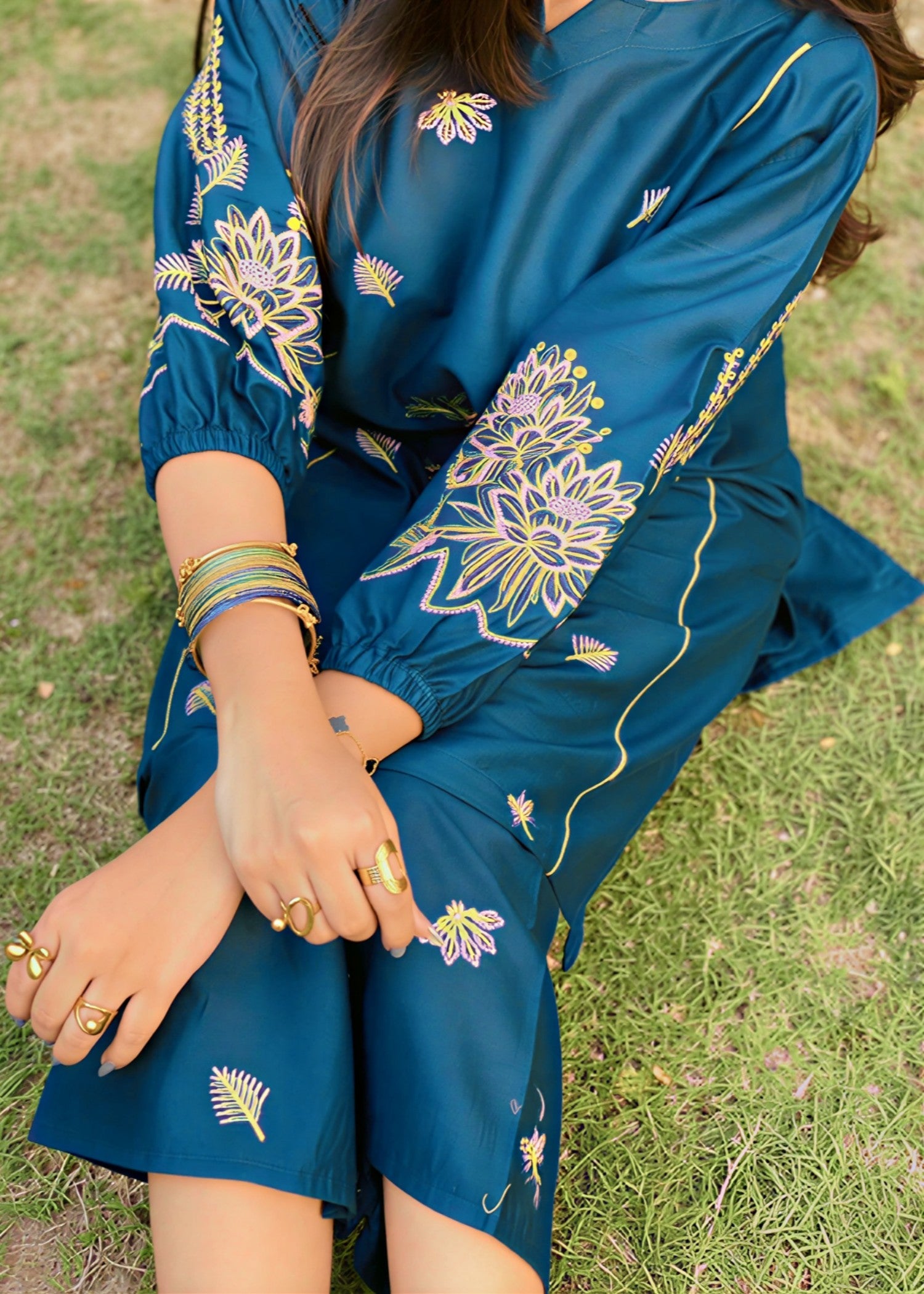lawn cotton Co Ord Sets in Teal