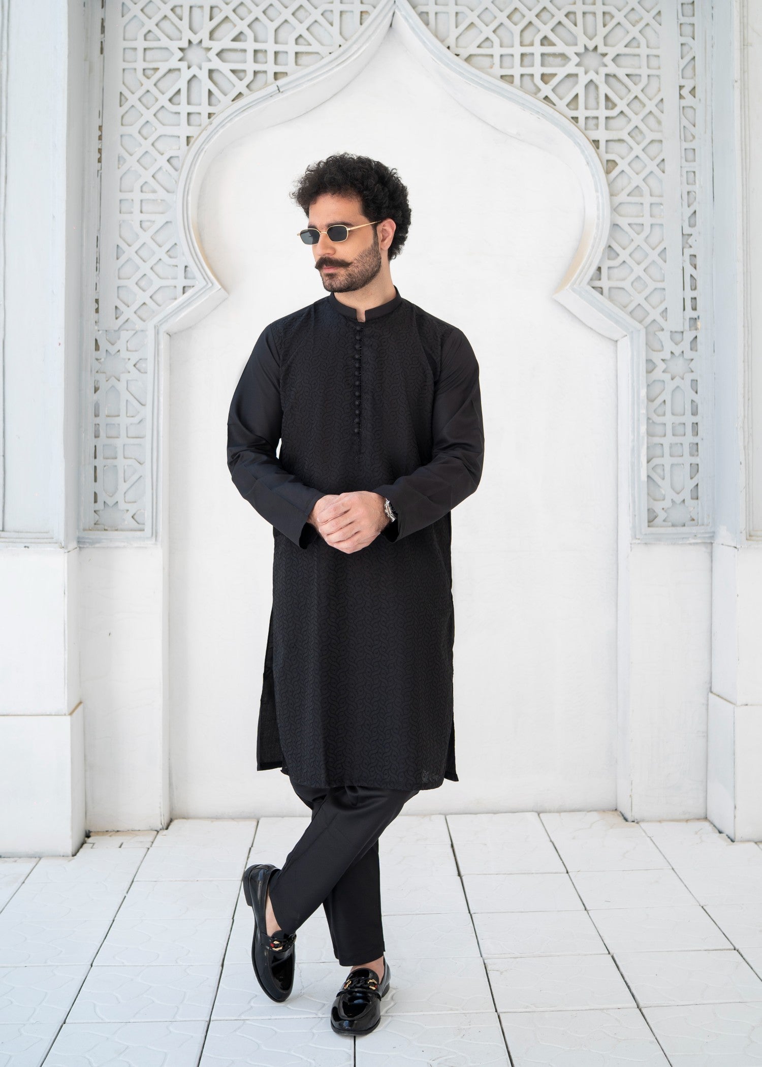 wash & wear Shalwar Kameez in Black by Dress Club