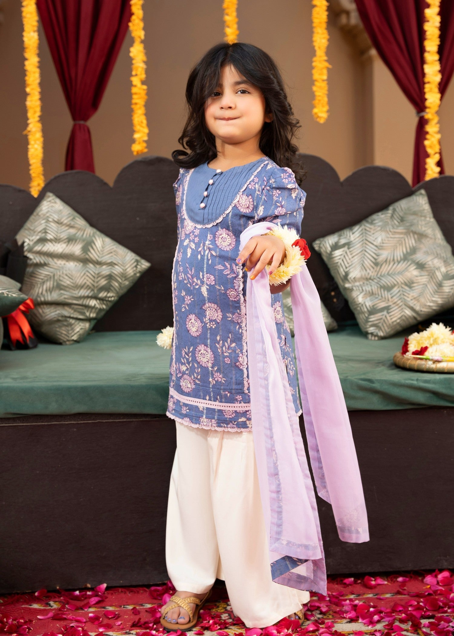 boski Kurta Set in Royal blue