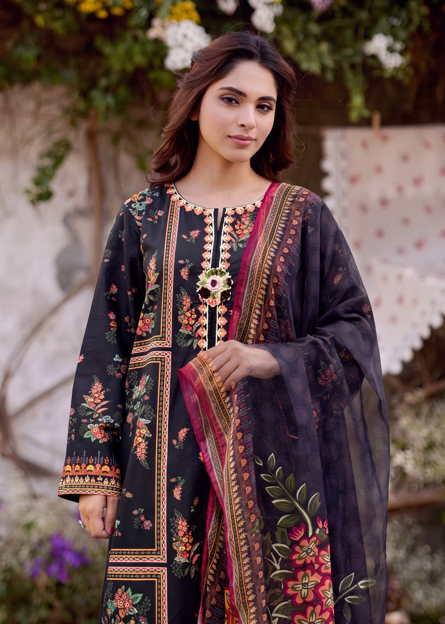 lawn Kurta Set in Twilight blue