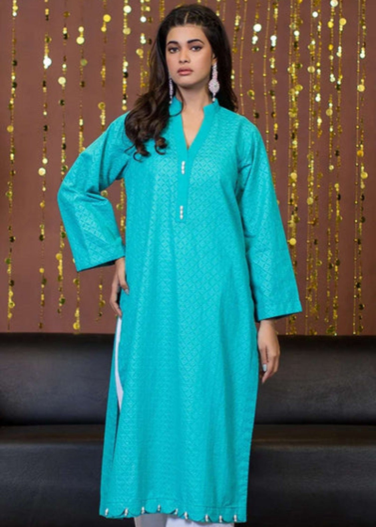 cotton Kurti in Turquoise