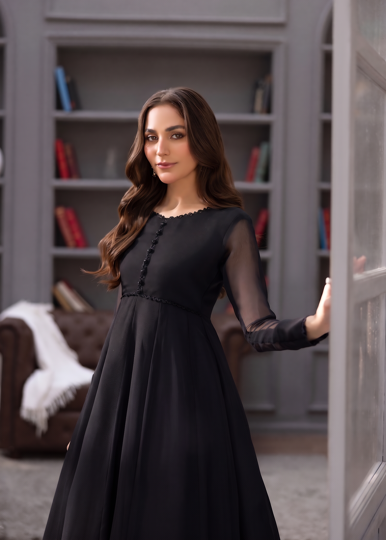 bemberg crinkle chiffon Maxi in Black
