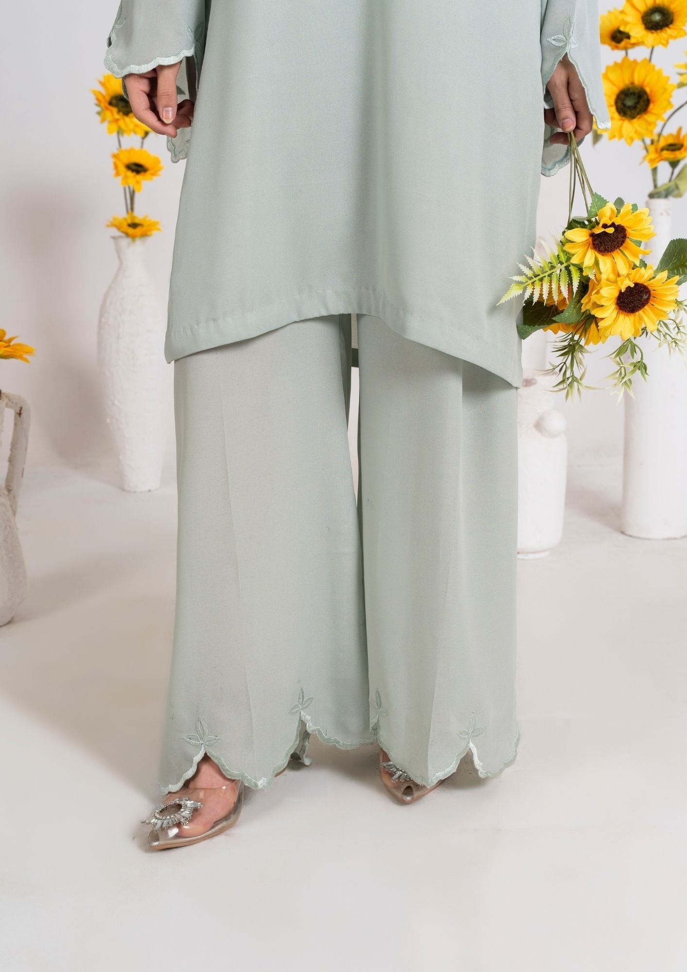 georgette Kurta Set in Pastel green