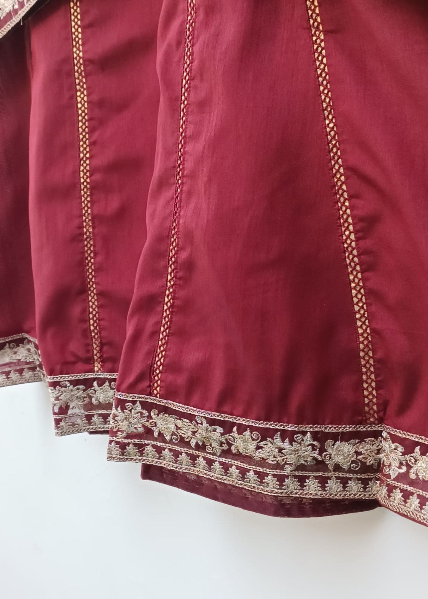 raw silk Anarkali in Maroon