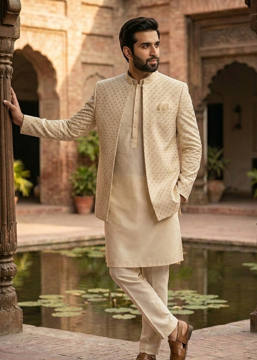 silk Prince Coat in Off-white, ivory