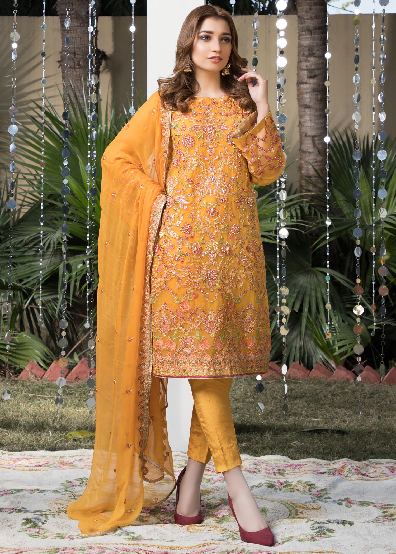 chiffon Unstitched in Mustard