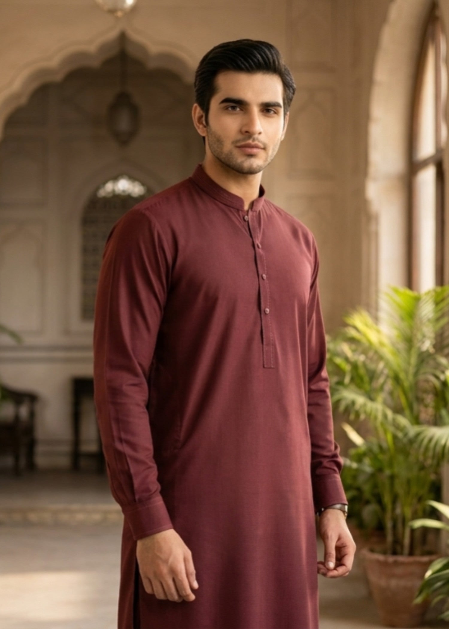 wash & wear Shalwar Kameez in Maroon
