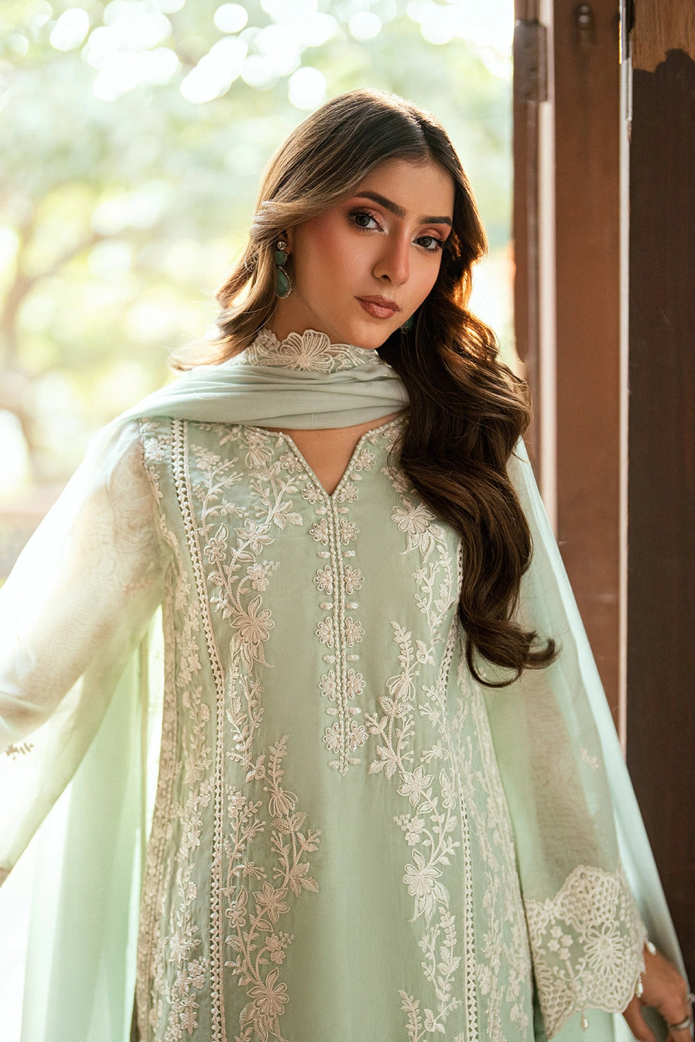 raw silk Kurta Set in Mint green