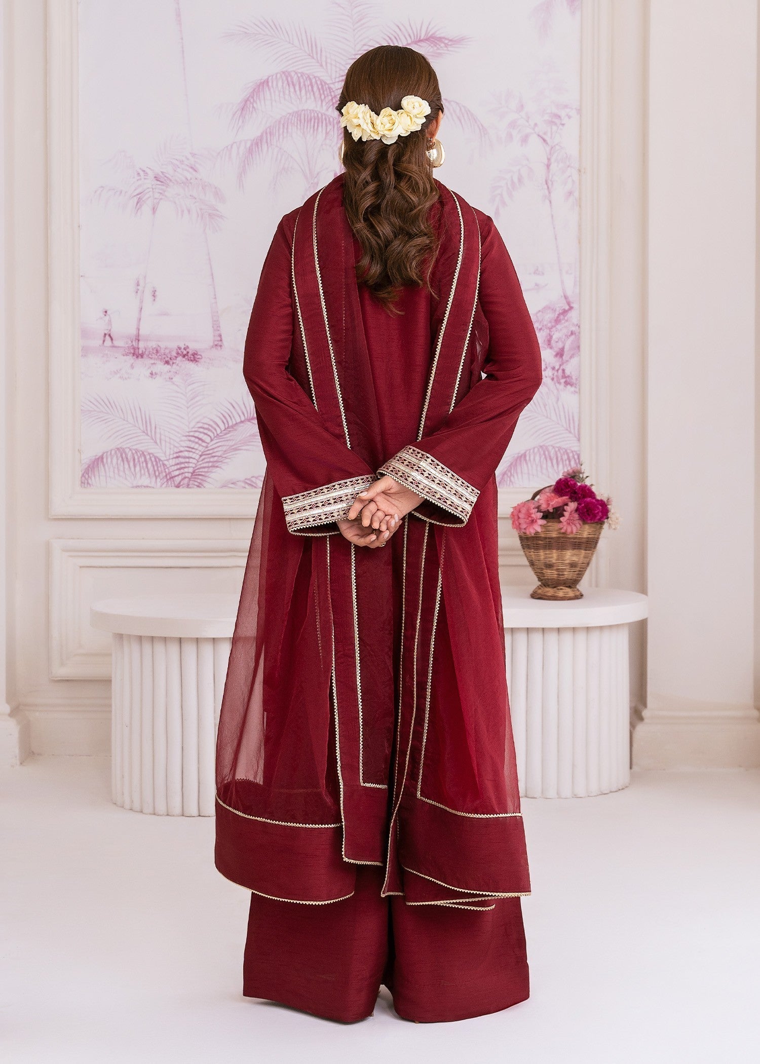 khaddi silk Kurta Set in Maroon