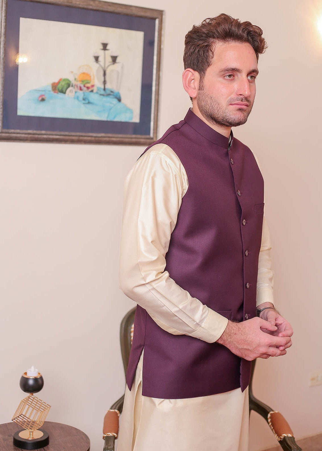 suiting Waistcoat in Magenta